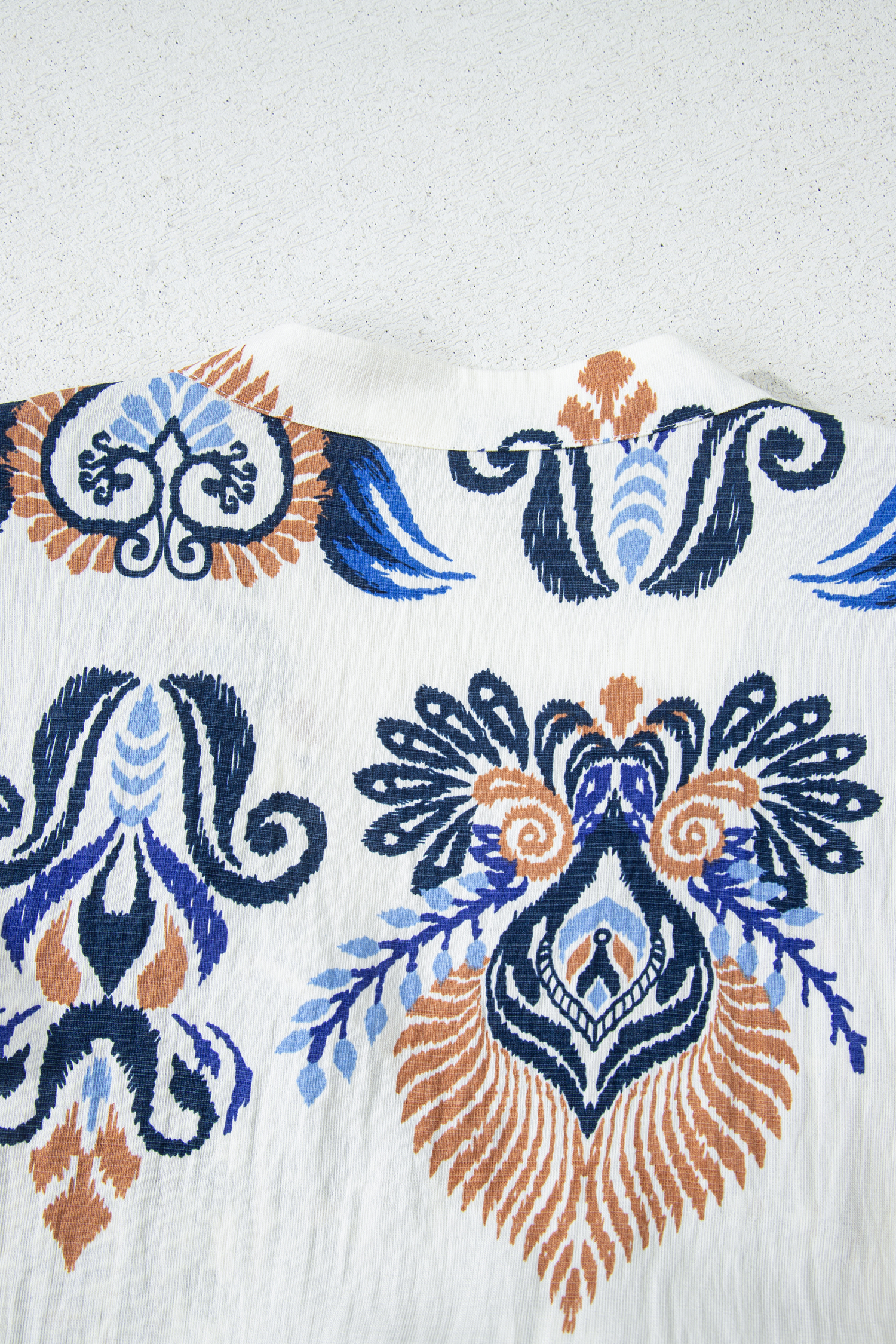 Plus Size Sky Blue  Boho Print Split Neck Long Sleeve Mini Dress