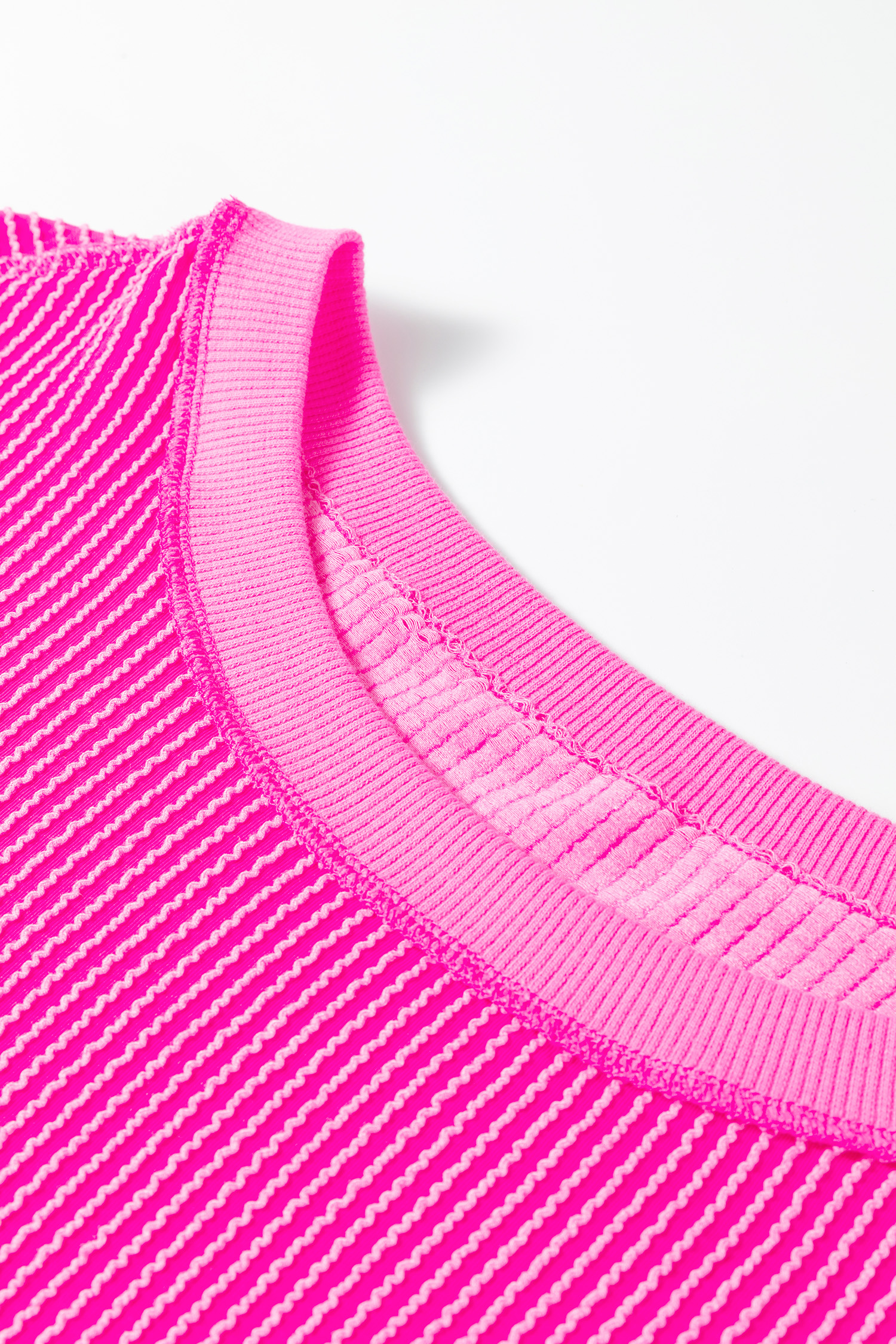 Plus Size Rose Red Drop Shoulder Uneven Hem  Twisted Rib Top