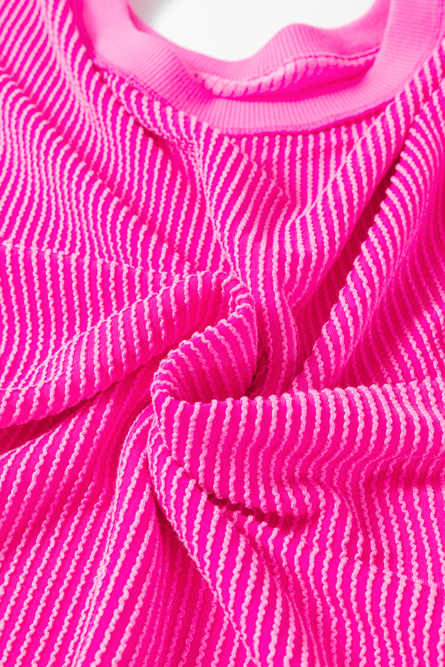 Plus Size Rose Red Drop Shoulder Uneven Hem  Twisted Rib Top