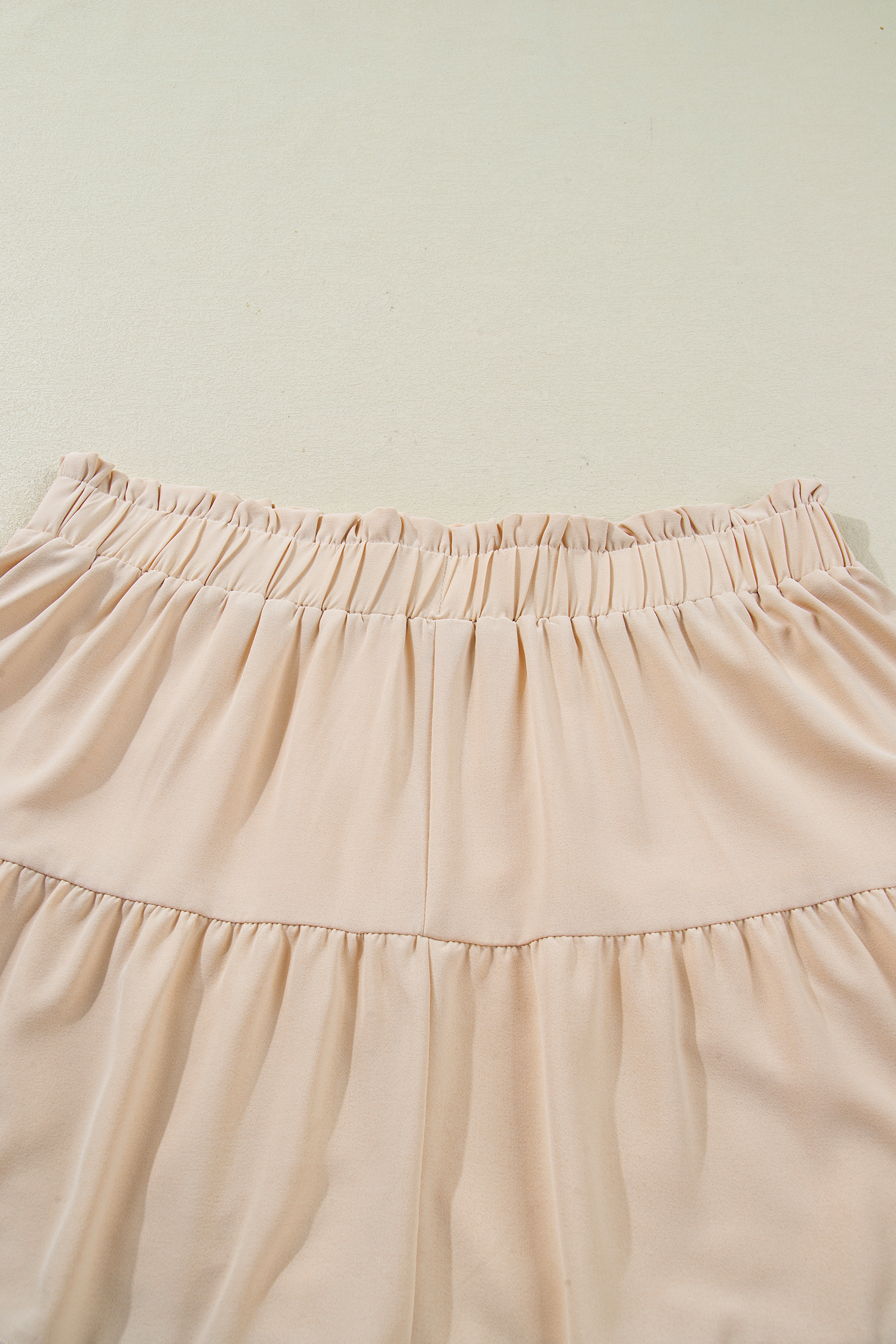 Plus Size Parchment  Frilled Elastic Waist Lace Trim Boho Ruffled Shorts