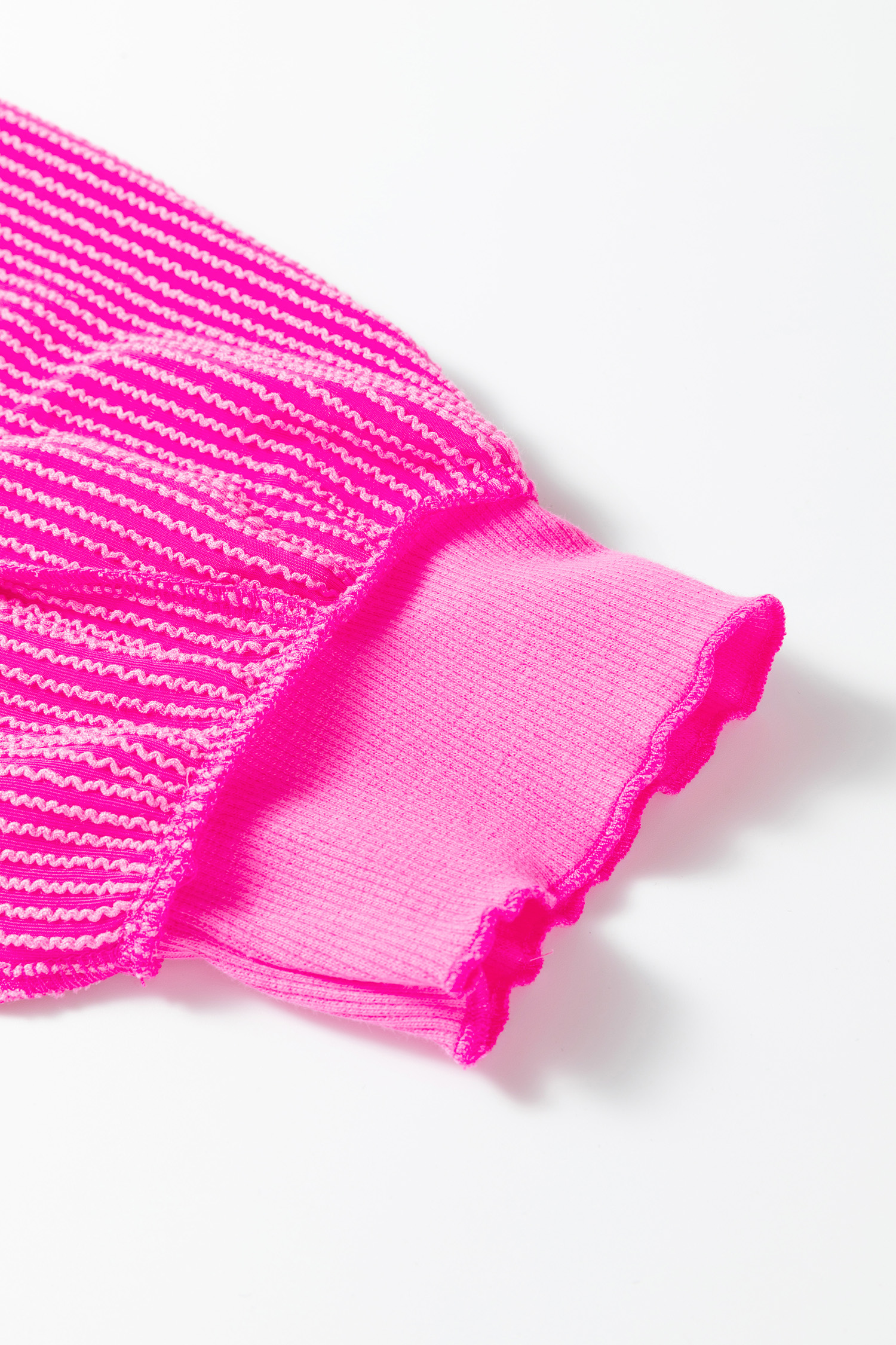 Plus Size Rose Red Drop Shoulder Uneven Hem  Twisted Rib Top