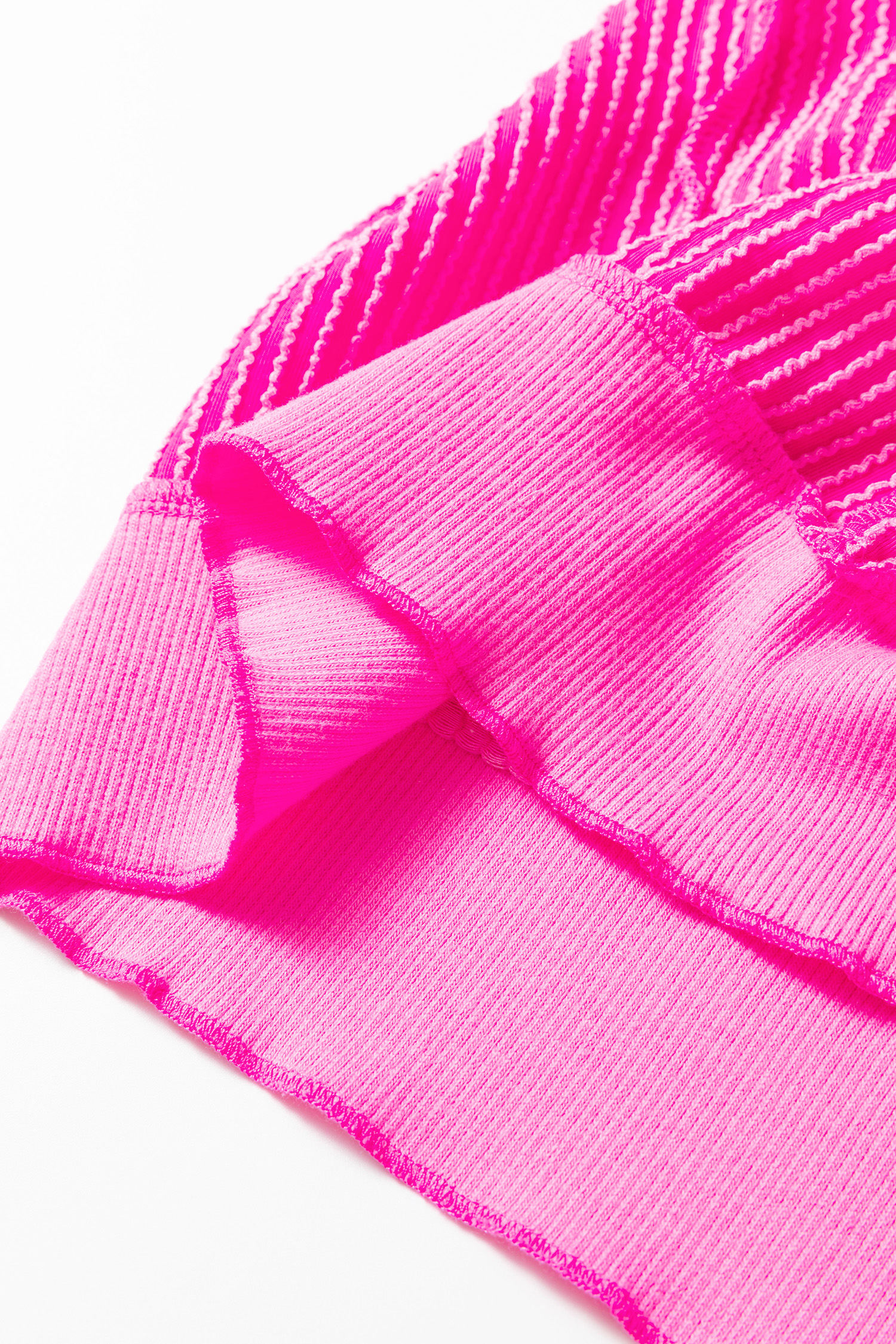 Plus Size Rose Red Drop Shoulder Uneven Hem  Twisted Rib Top