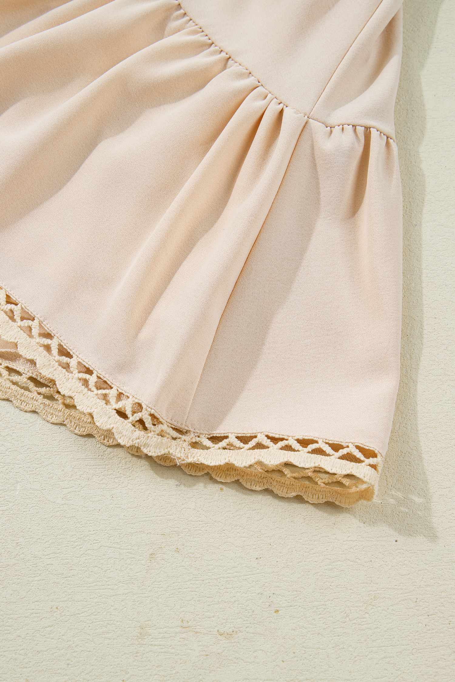 Plus Size Parchment  Frilled Elastic Waist Lace Trim Boho Ruffled Shorts