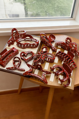 Fiery Red Polka Dot Plastic Heart Valentines Fashion Hair Claw Clip