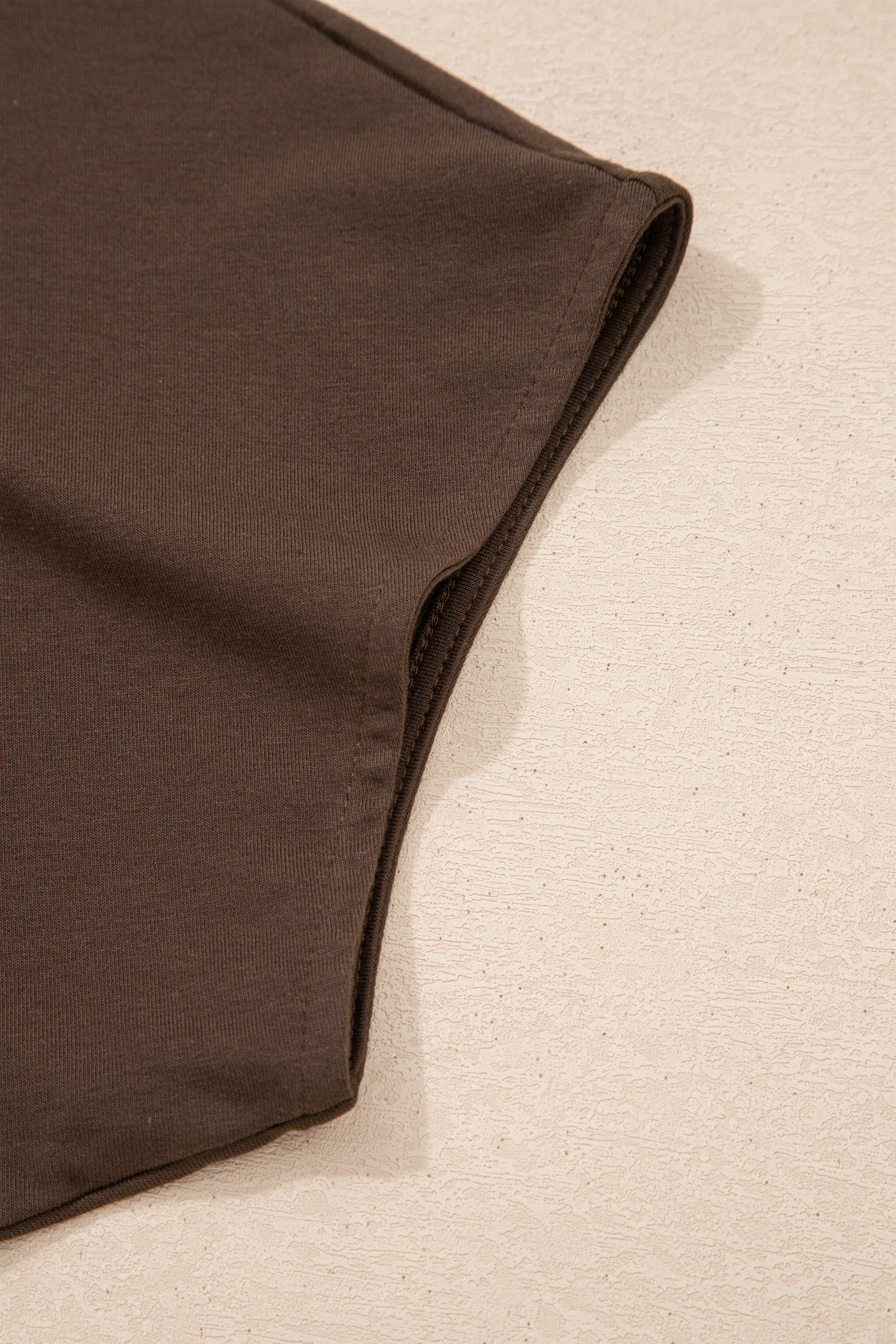 Plus Size Coffee  Solid Color Asymmetric Neck Short Sleeve Blouse