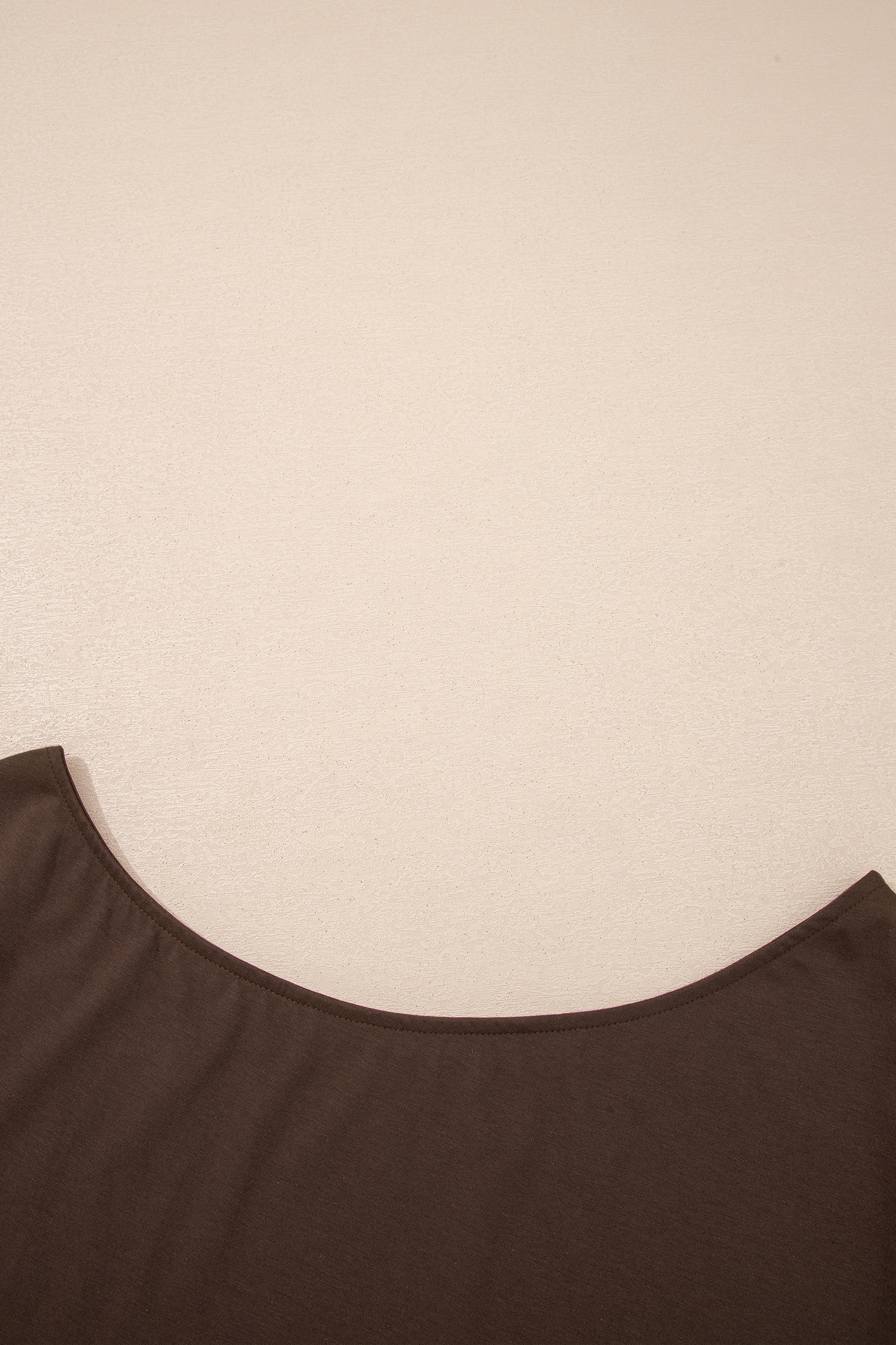 Plus Size Coffee  Solid Color Asymmetric Neck Short Sleeve Blouse