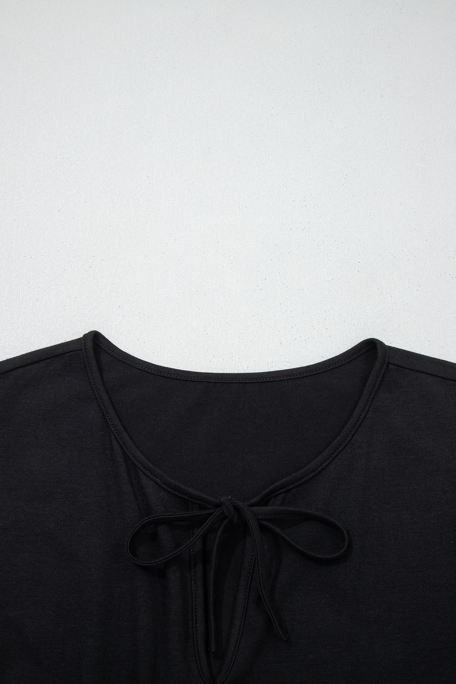 Plus Size Black  Solid Color Bow Tie Peplum Tank Top
