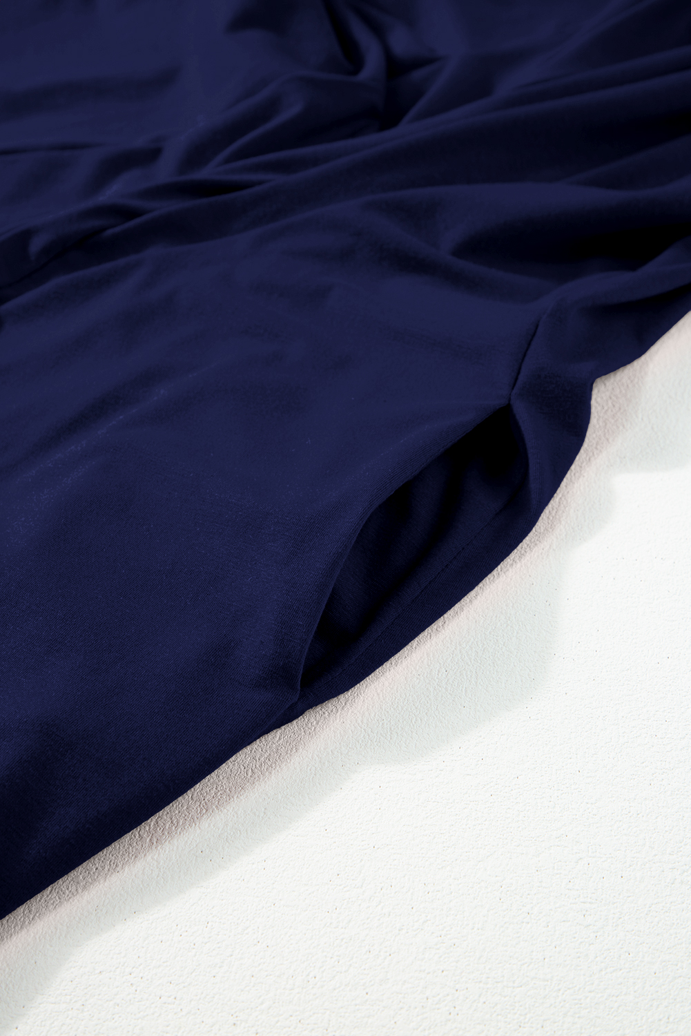 Plus Size Navy Blue  Solid Color Lace Short Sleeve Pleated Swing Dress