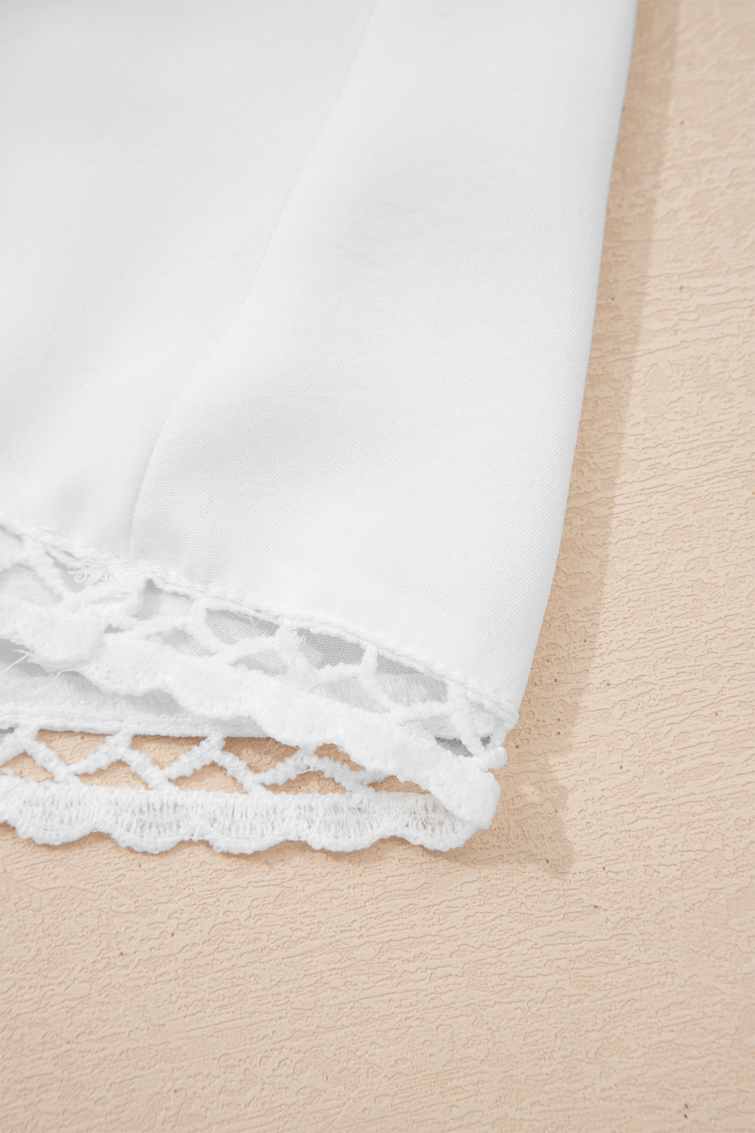 Plus Size White  Frilled Elastic Waist Lace Trim Boho Ruffled Shorts