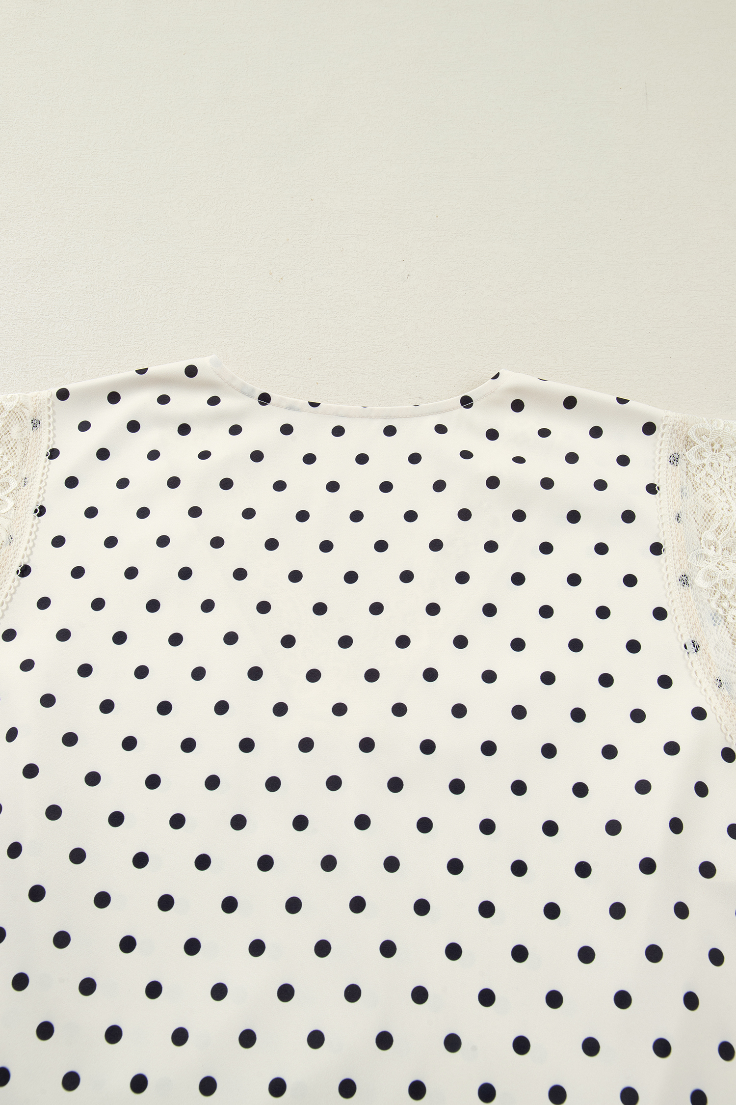 Plus Size Apricot  Polka Dot Print Lace Trim V Neck Sleeveless Top