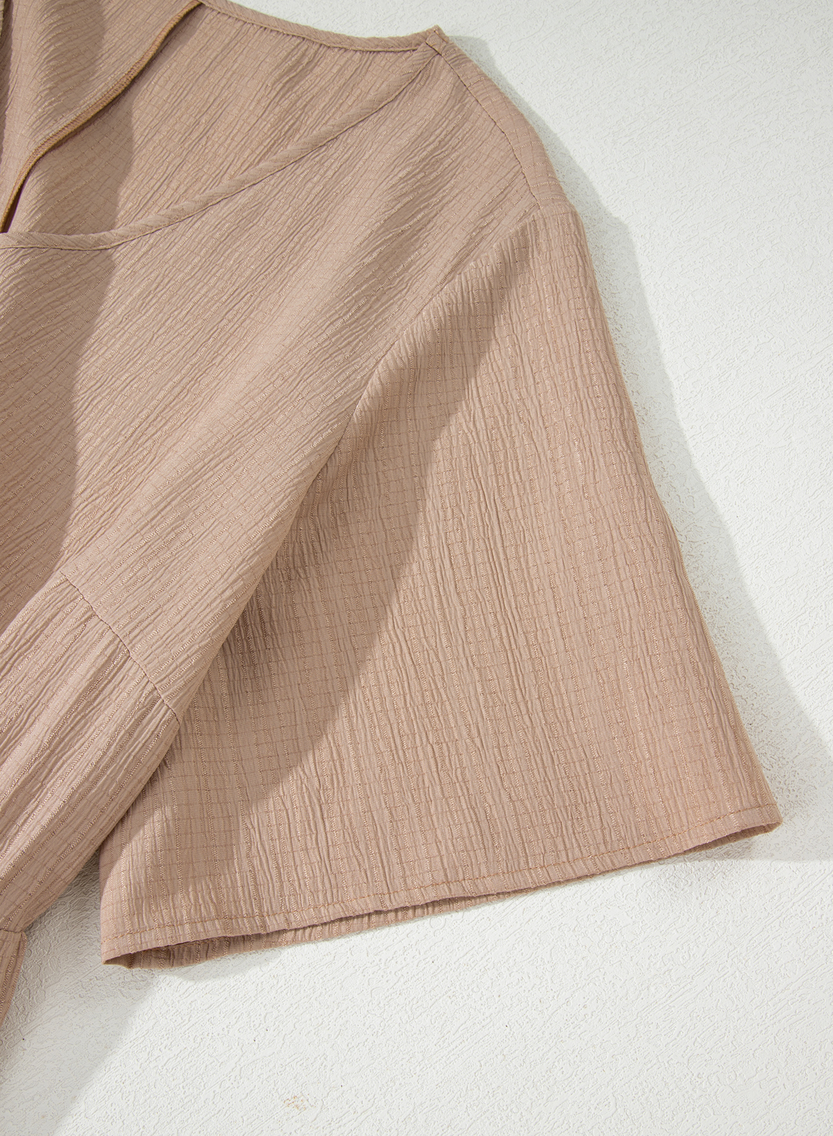 Plus Size Dark Khaki  Textured Ruffled Short Sleeve Dress