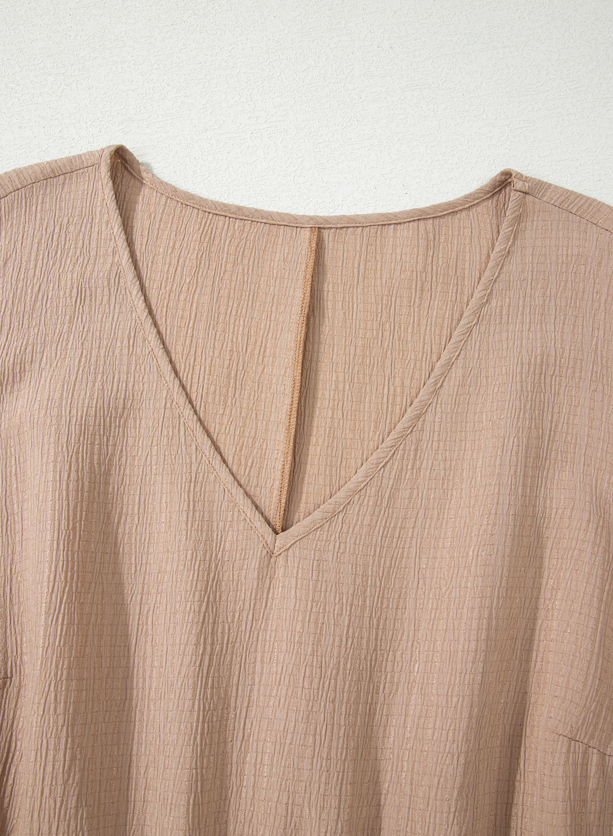 Plus Size Dark Khaki  Textured Ruffled Short Sleeve Dress