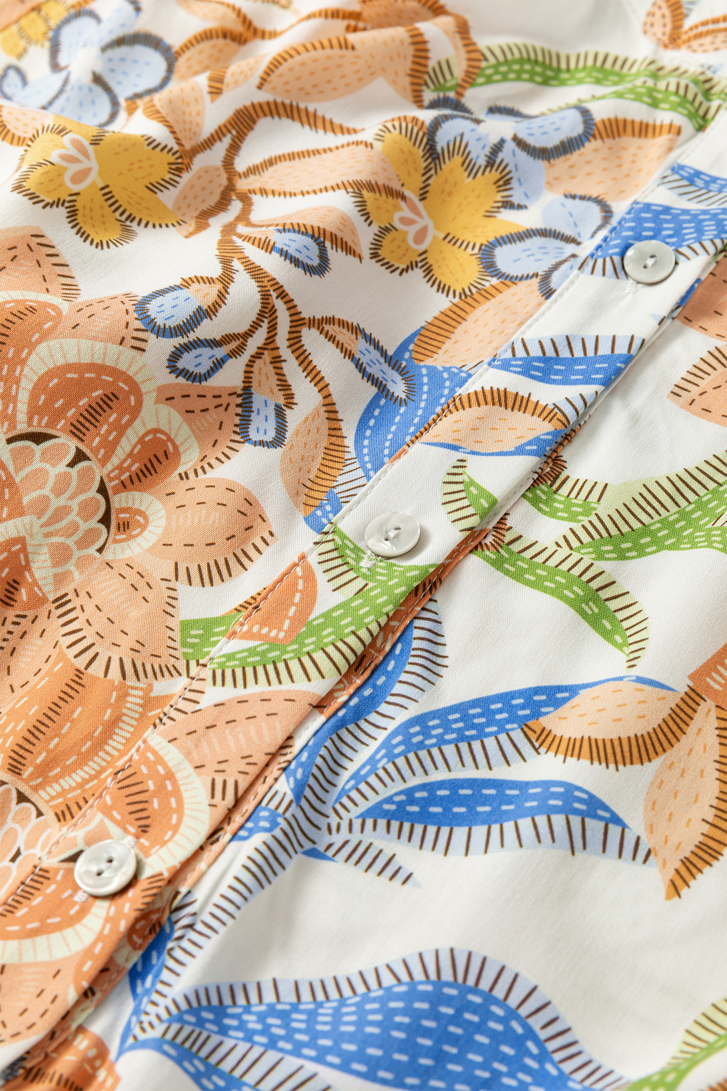 Plus Size Khaki Floral Print 3/4 Sleeves Tiered  Long Dress