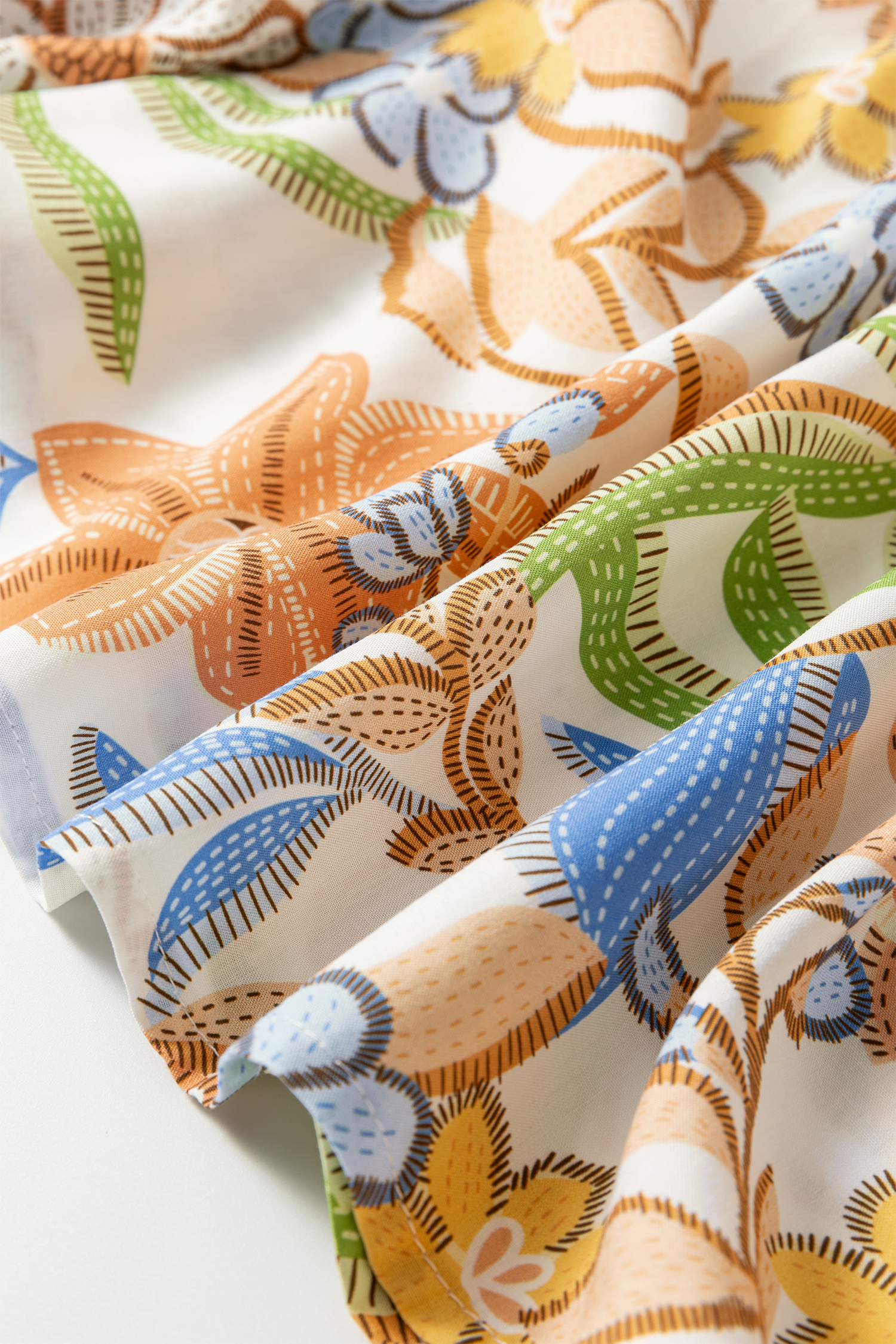 Plus Size Khaki Floral Print 3/4 Sleeves Tiered  Long Dress