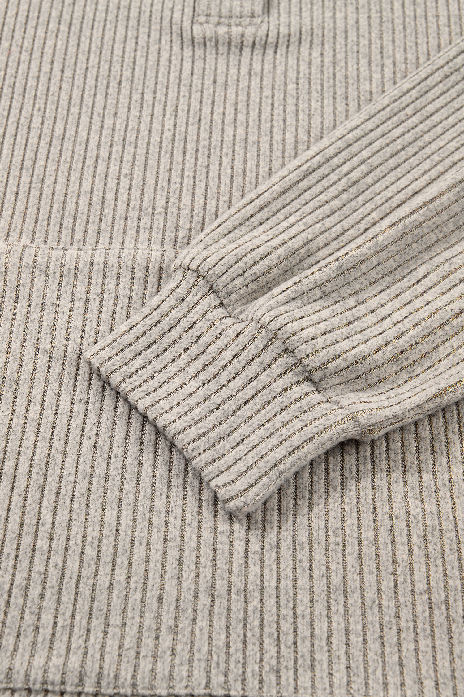 Plus Size Simply Taupe  Ribbed Knit Kangaroo Pocket Henley Long Sleeve Top