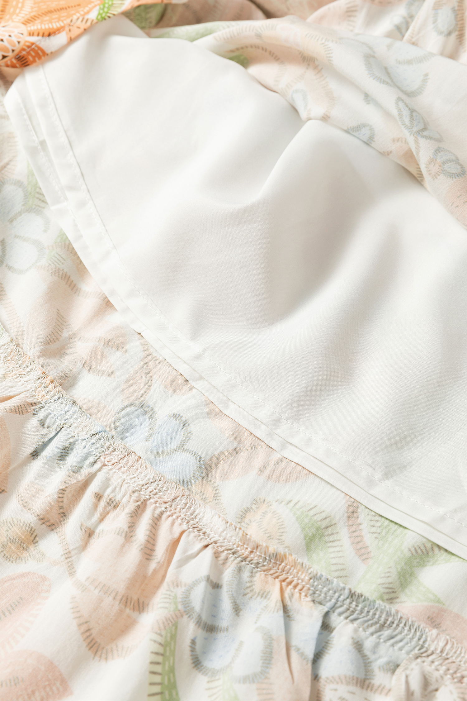 Plus Size Khaki Floral Print 3/4 Sleeves Tiered  Long Dress