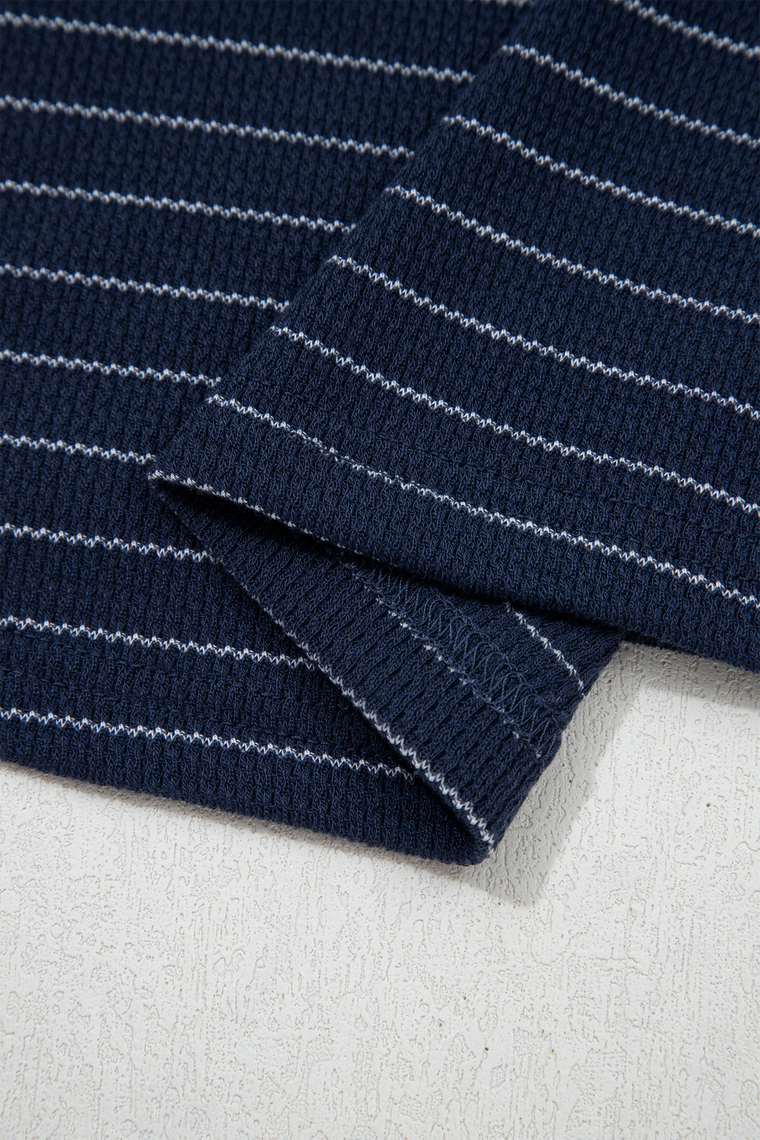 Plus Size Blue Stripe Contrast Trim  Ribbed T Shirt