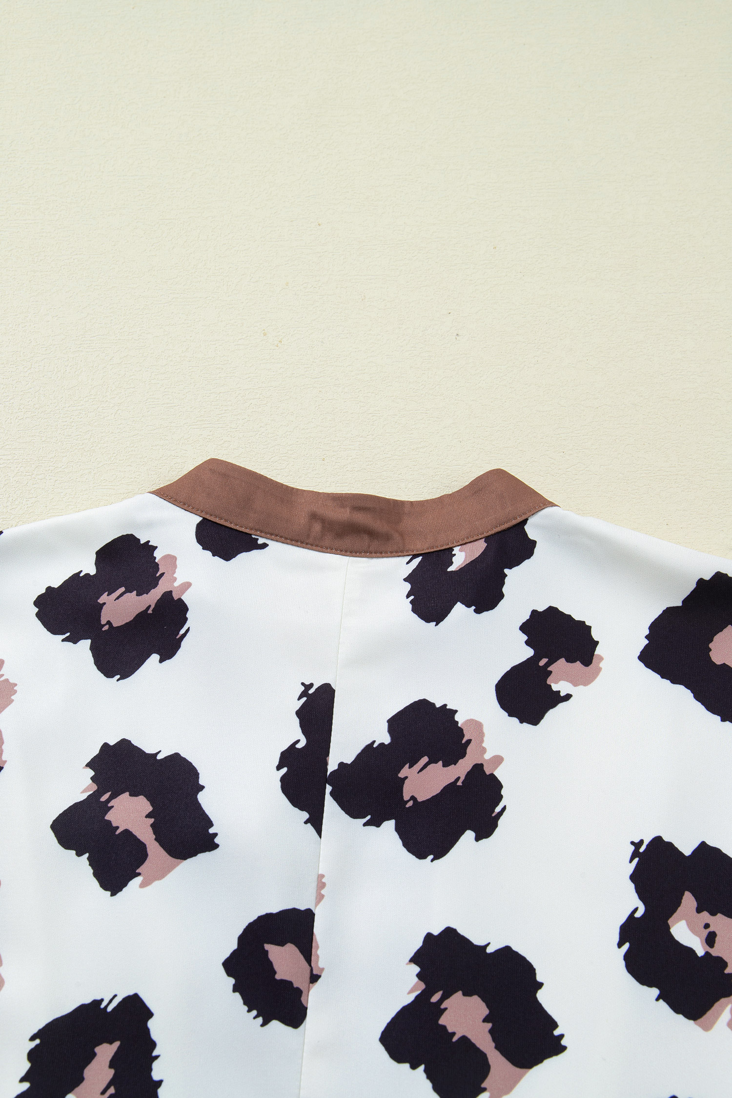 Plus Size Khaki Leopard Print Contrast V Neck  Shift Mini Dress