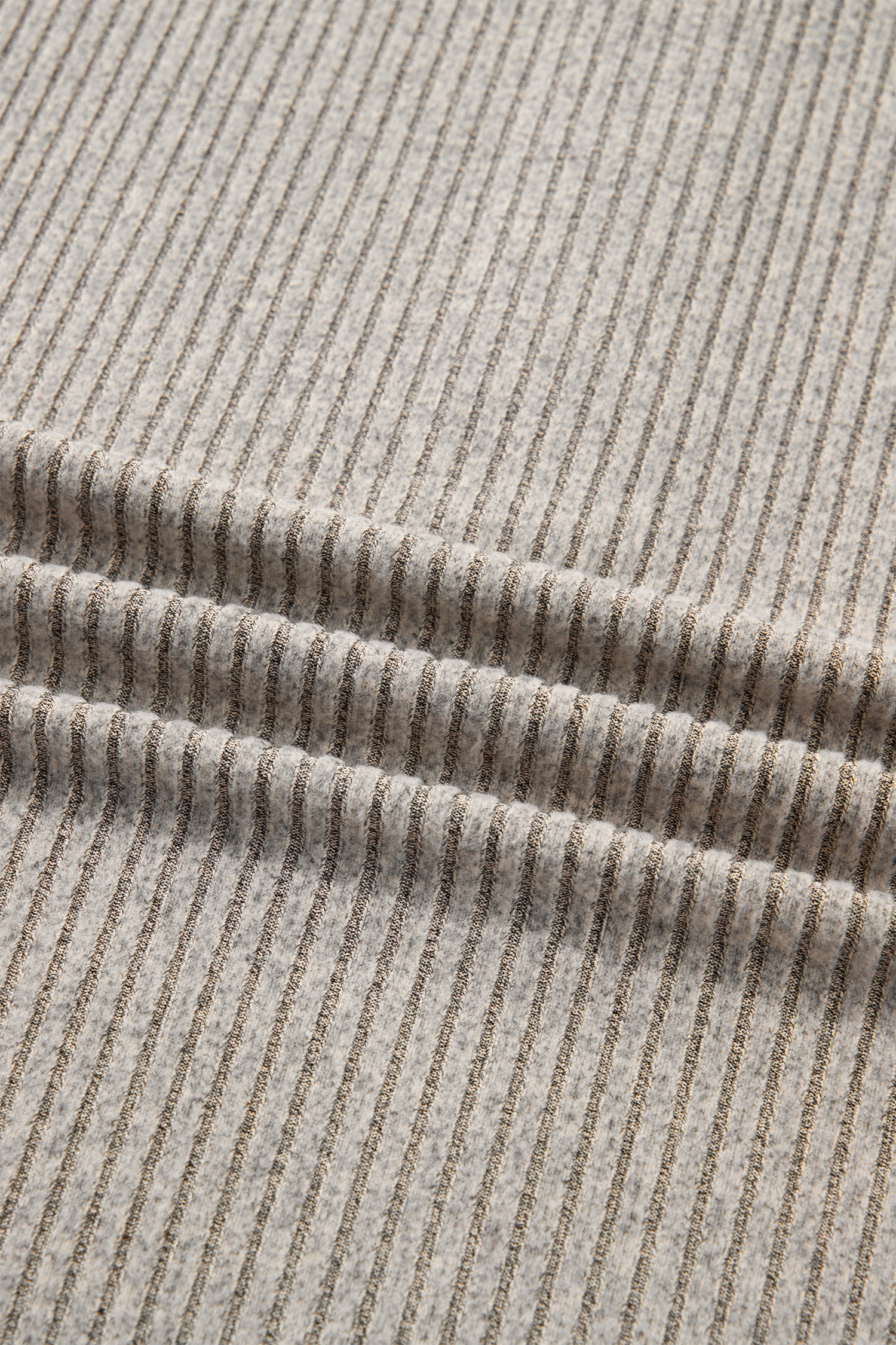 Plus Size Simply Taupe  Ribbed Knit Kangaroo Pocket Henley Long Sleeve Top