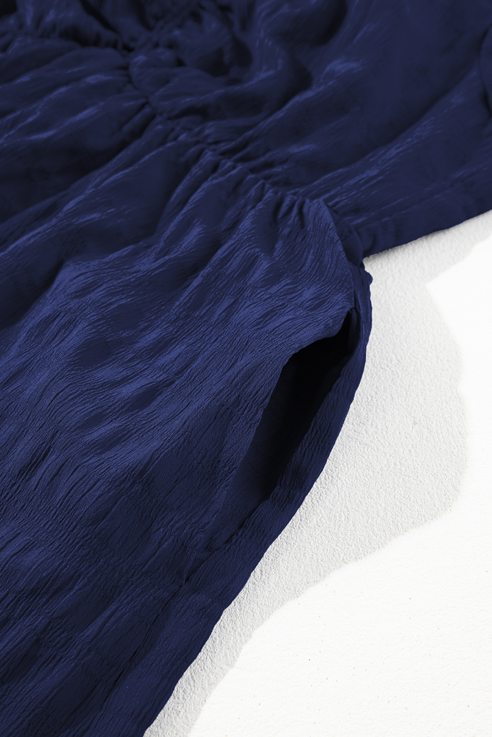 Plus Size Blue  Short Sleeve Lace-up High Waist Midi Dress