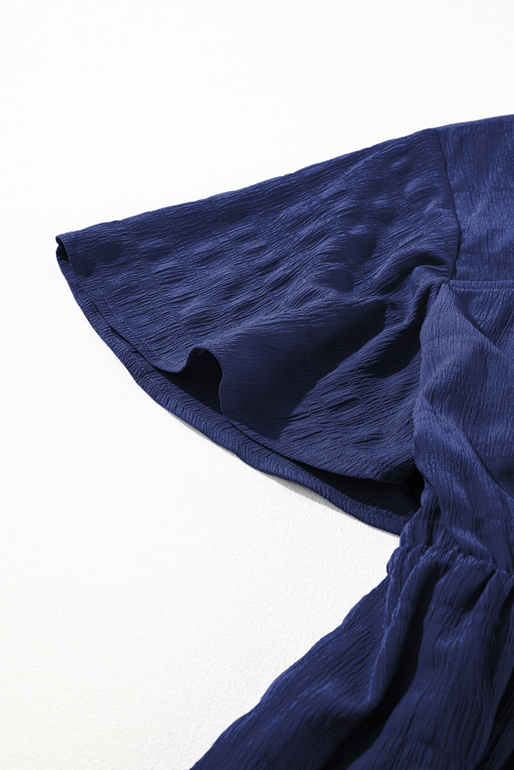 Plus Size Blue  Short Sleeve Lace-up High Waist Midi Dress