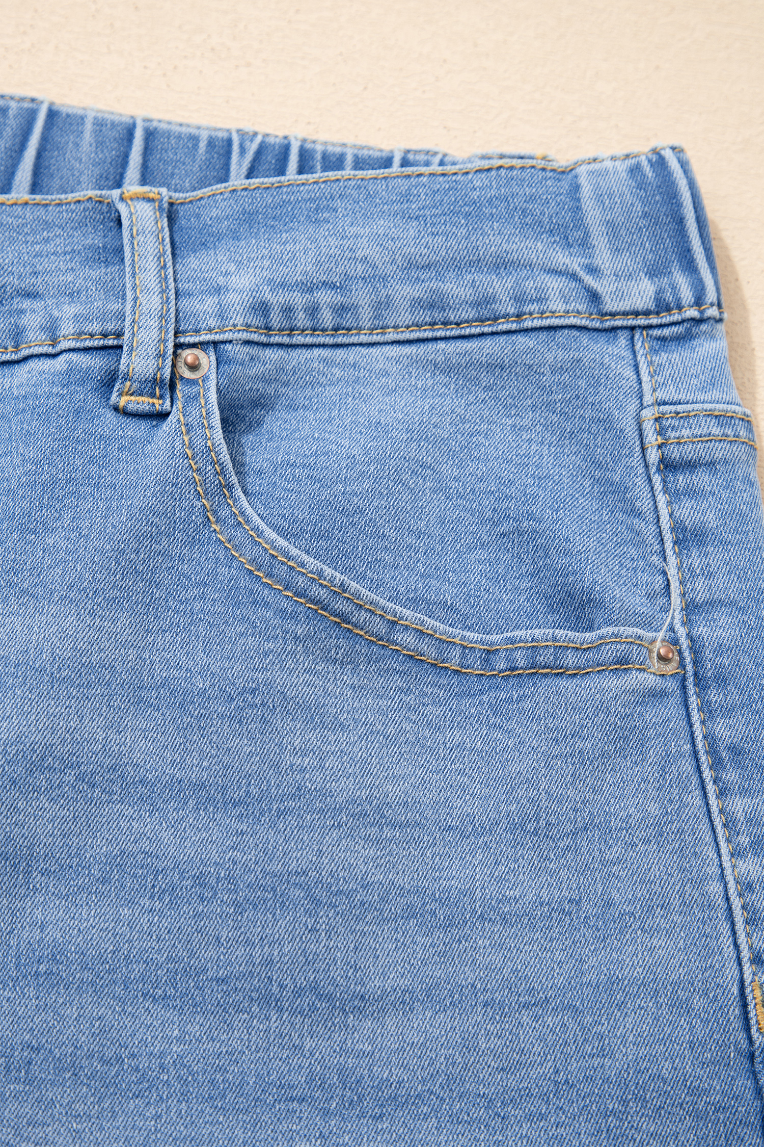 Plus Size Iceland Blue Acid Wash Contrast Lace-up  Jeans