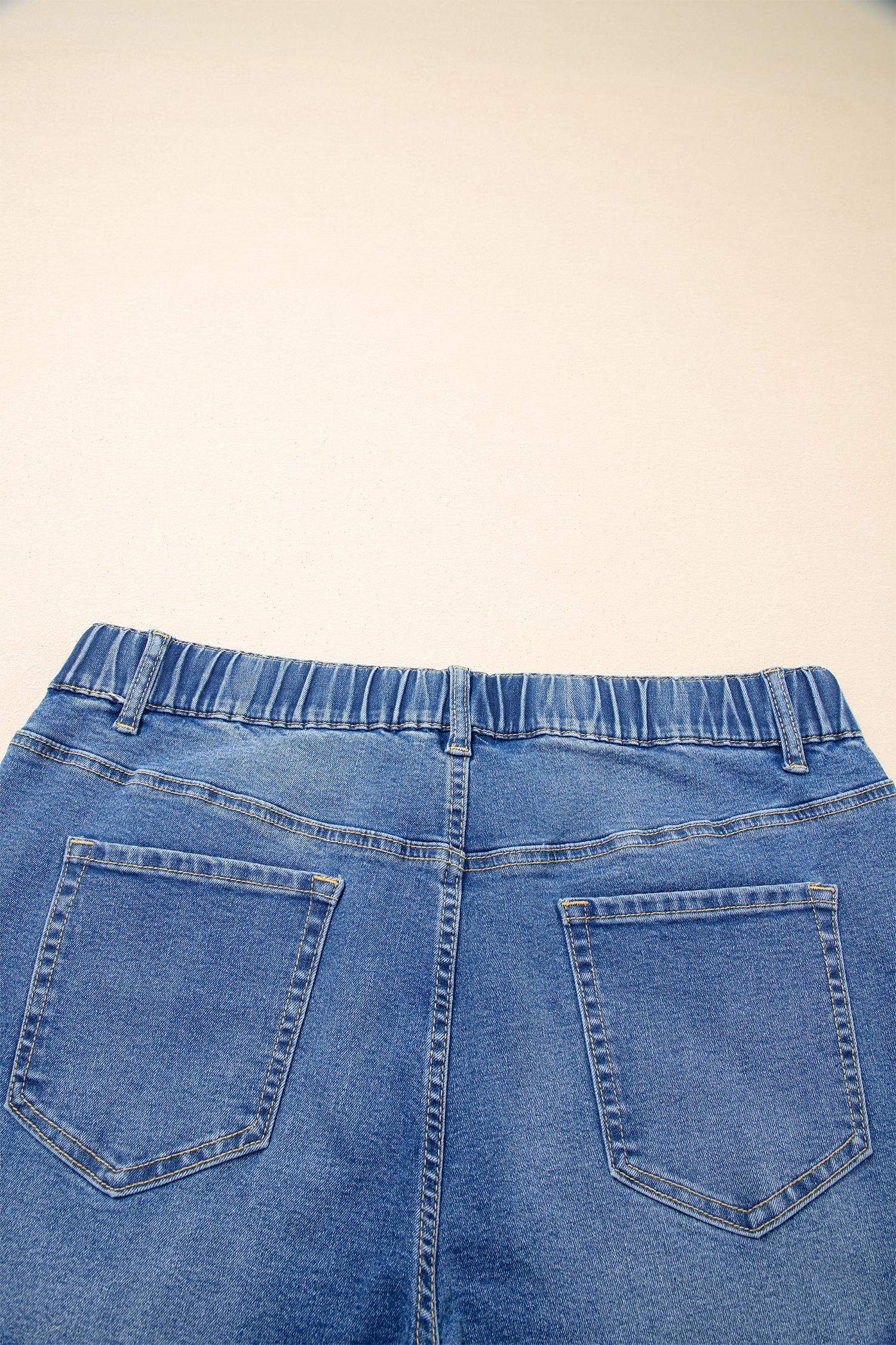 Plus Size Light Blue Acid Wash Contrast Lace-up  Jeans