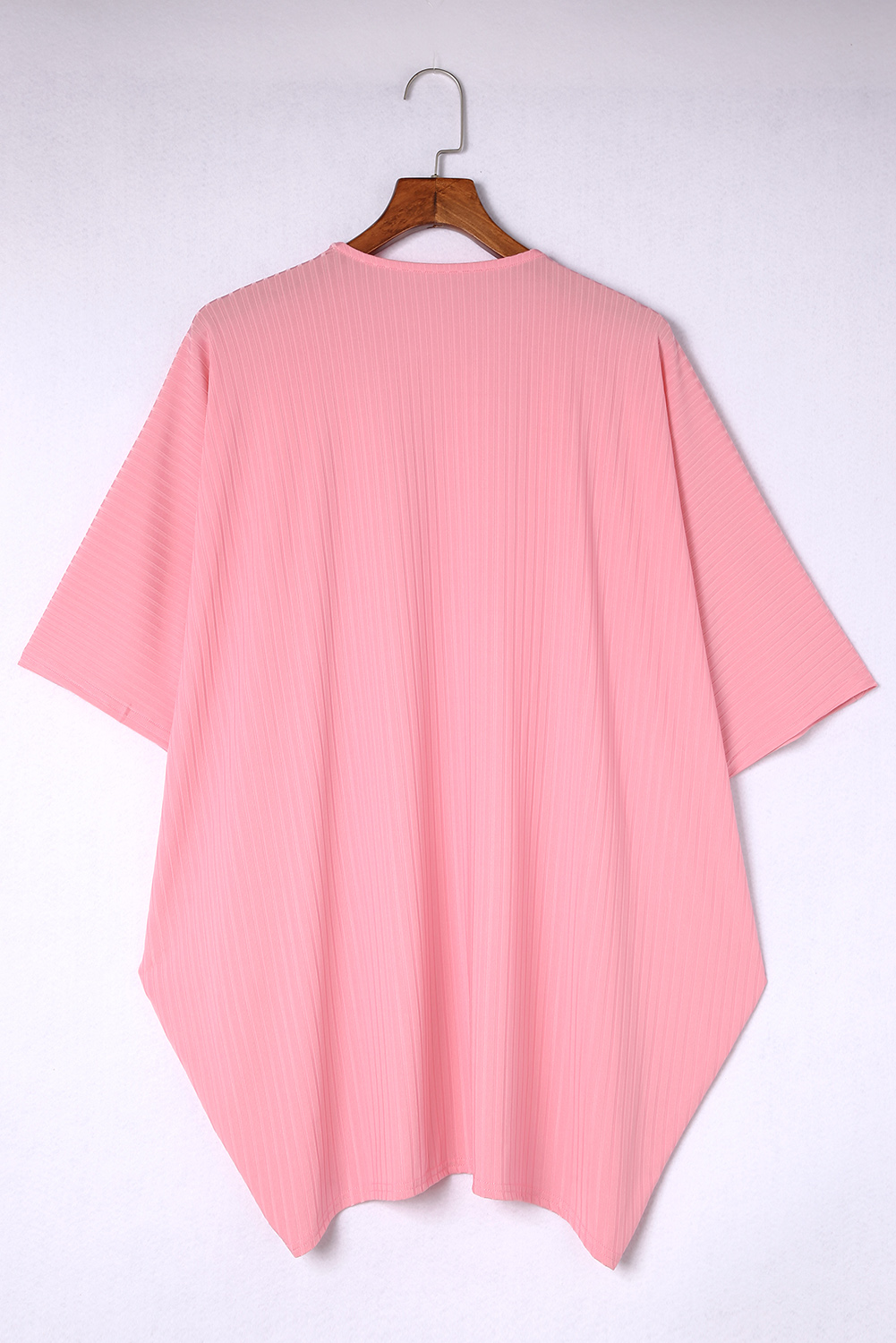 Plus Size Pink Pink Pink Shimmer Ribbed Texture  Cardigan