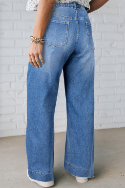 Plus Size Light Blue Acid Wash Contrast Lace-up  Jeans