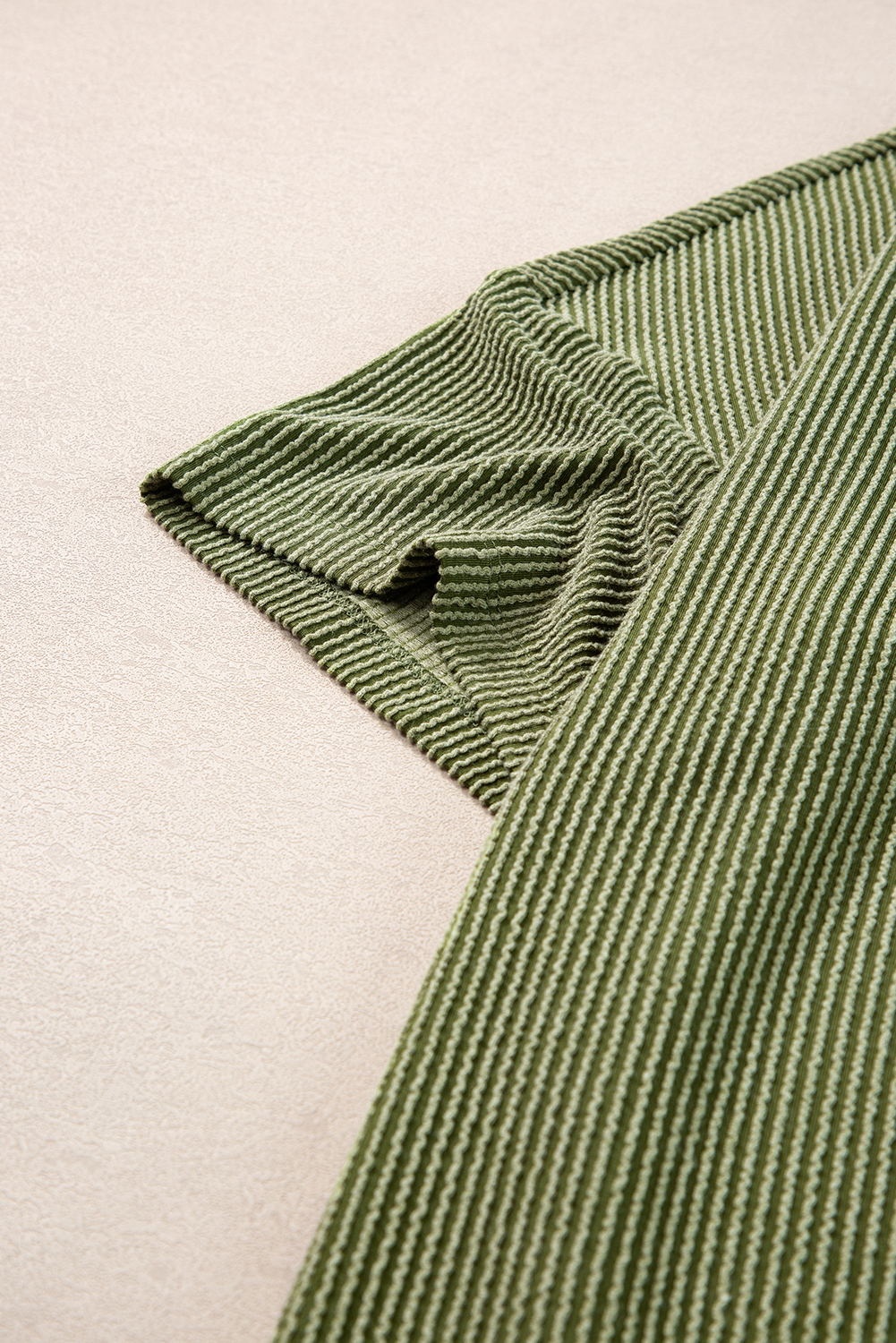 Jungle Green Textured V-Neck Dropped Shoulder Plus T-Shirt