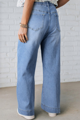 Plus Size Iceland Blue Acid Wash Contrast Lace-up  Jeans