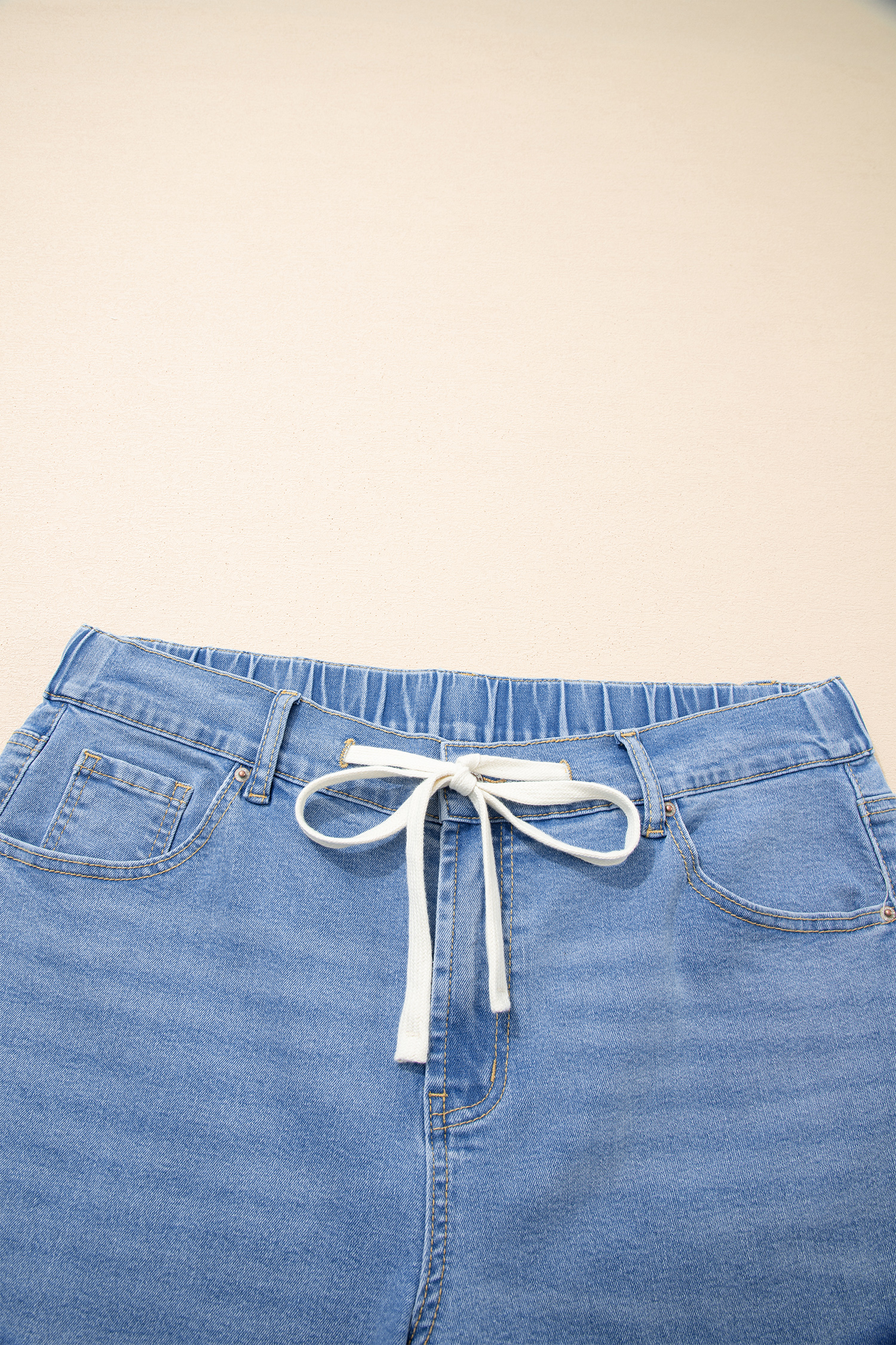 Plus Size Iceland Blue Acid Wash Contrast Lace-up  Jeans