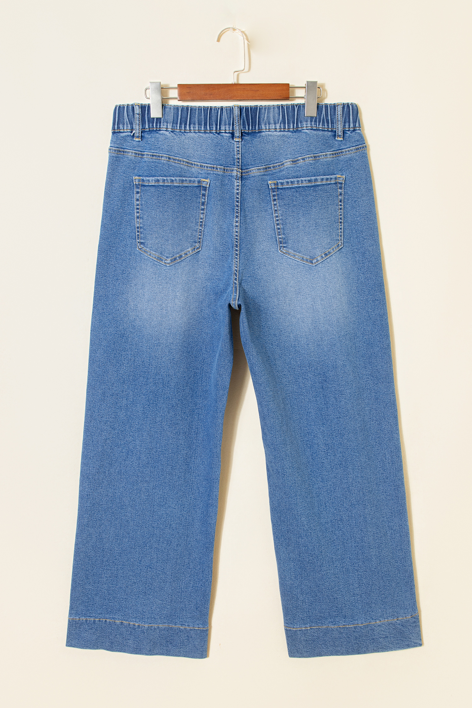 Plus Size Light Blue Acid Wash Contrast Lace-up  Jeans