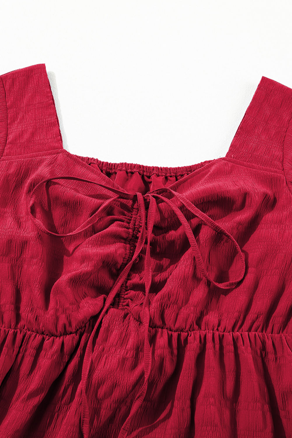 Plus Size Red  Short Sleeve Lace-up High Waist Midi Dress