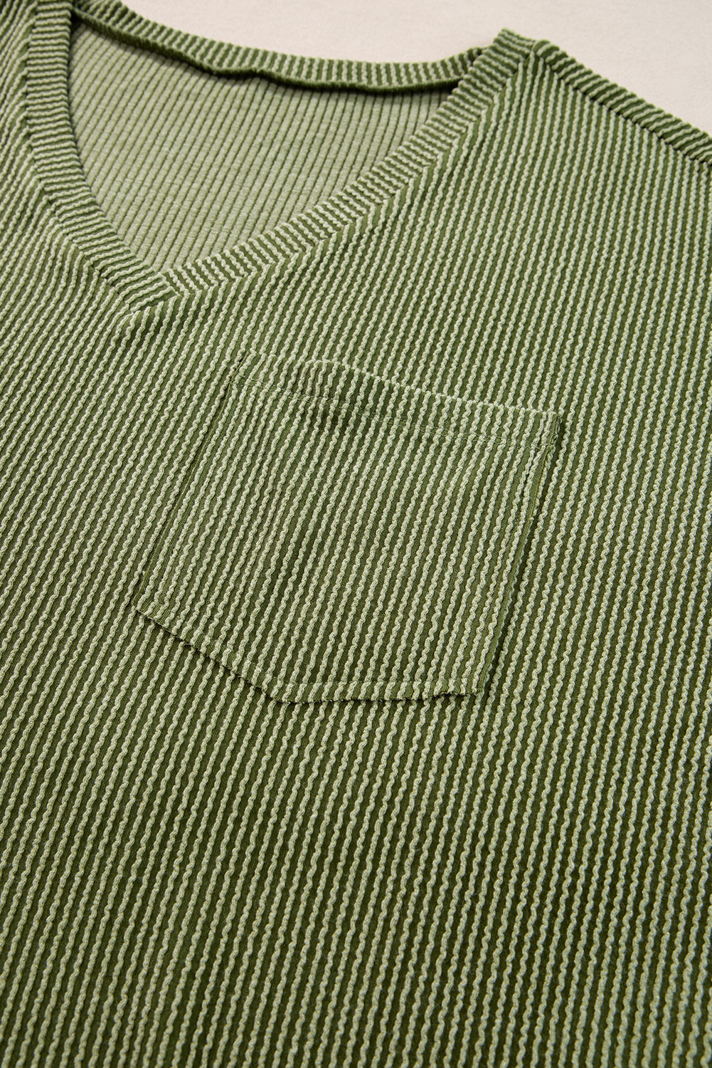 Jungle Green Textured V-Neck Dropped Shoulder Plus T-Shirt