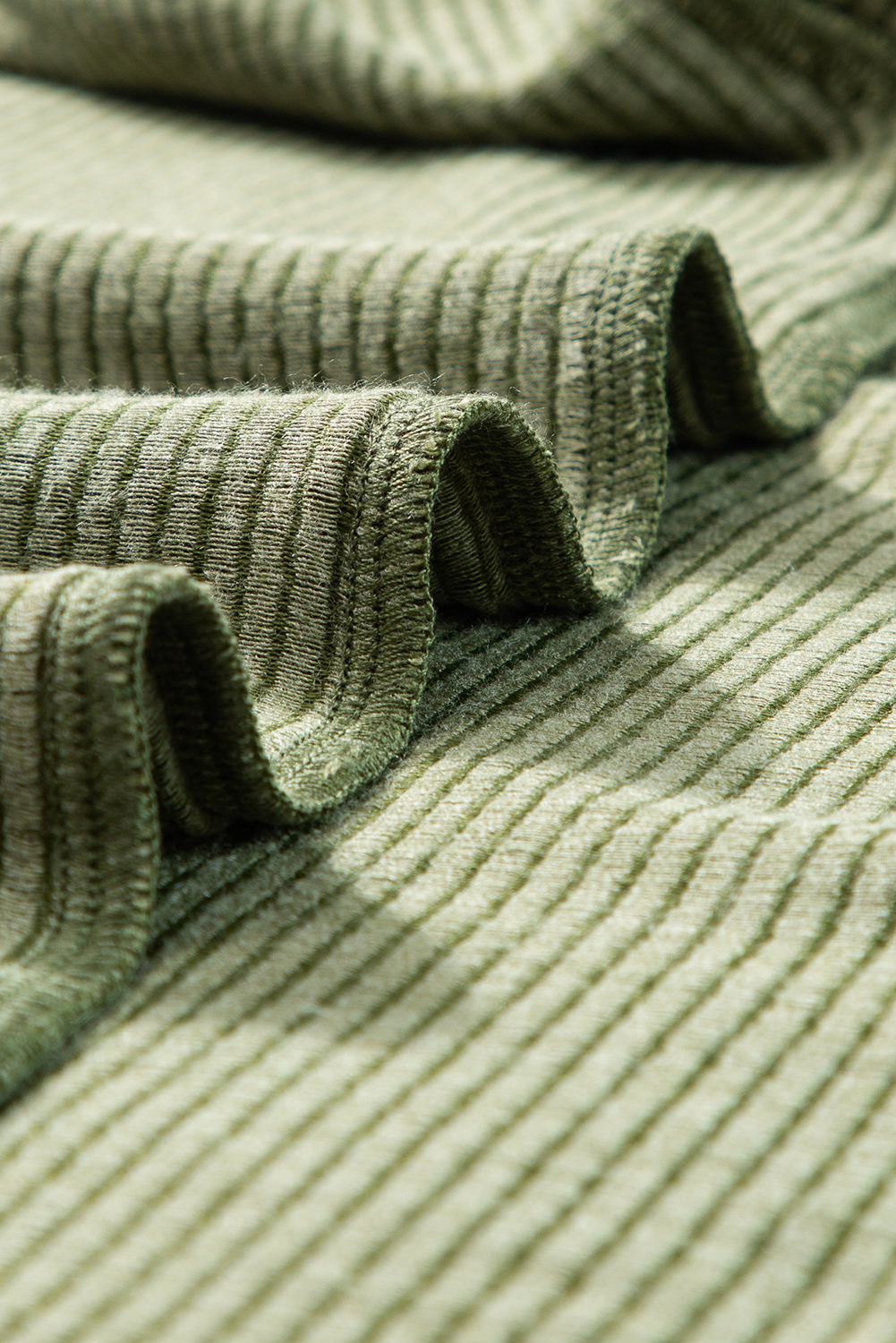 Jungle Green Textured V-Neck Dropped Shoulder Plus T-Shirt