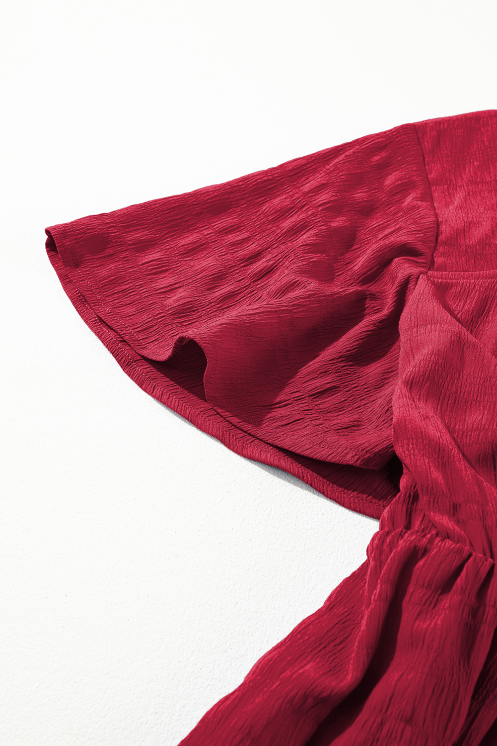 Plus Size Red  Short Sleeve Lace-up High Waist Midi Dress