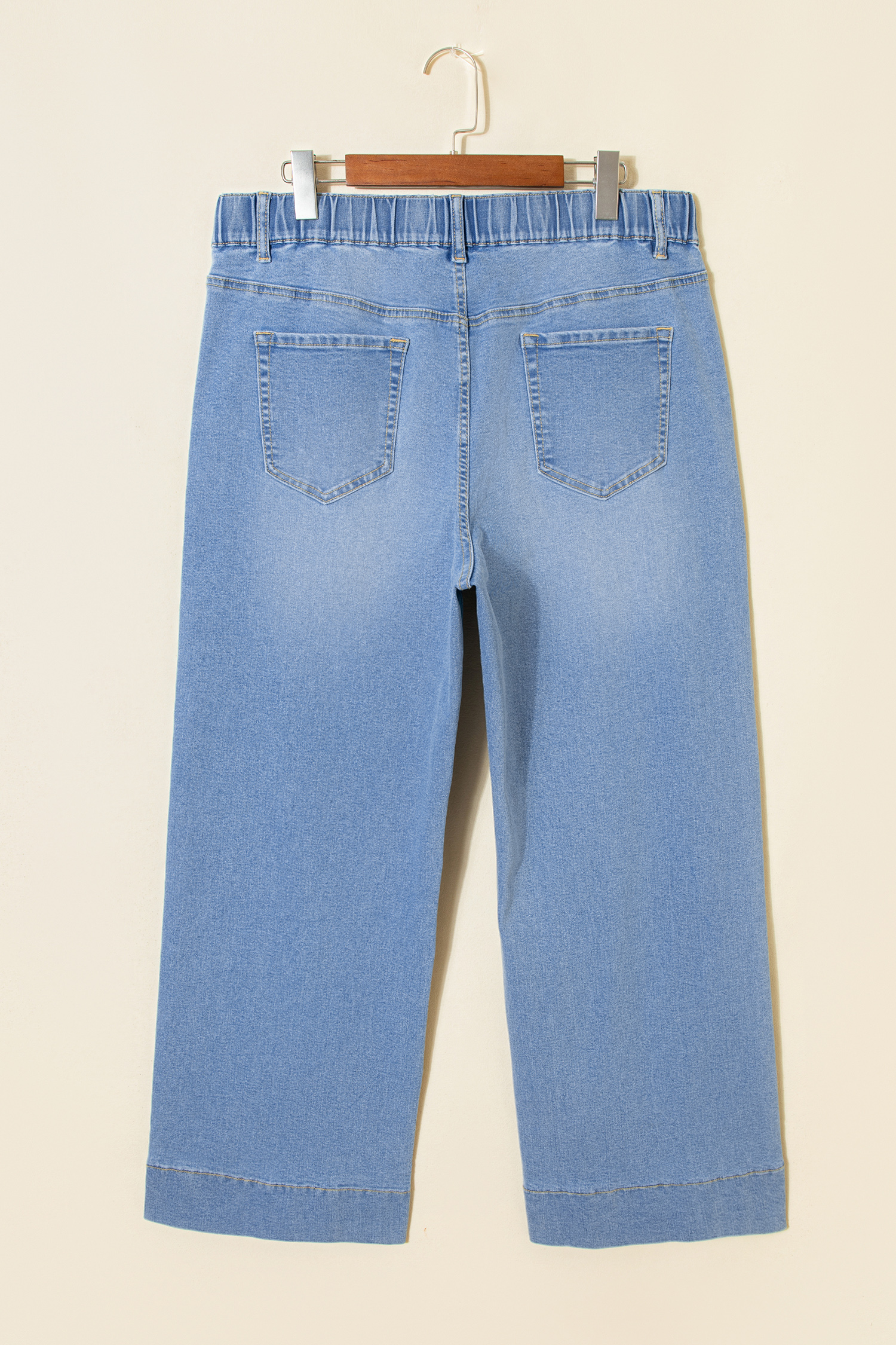 Plus Size Iceland Blue Acid Wash Contrast Lace-up  Jeans