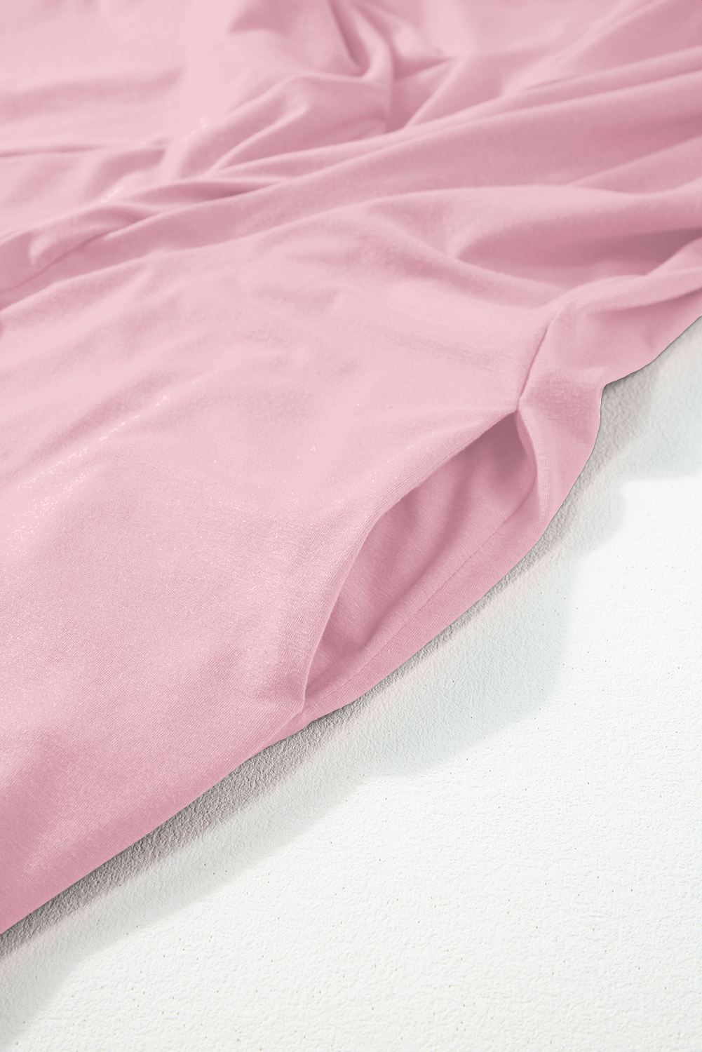 Plus Size Light Pink  Solid Color Lace Short Sleeve Pleated Swing Dress