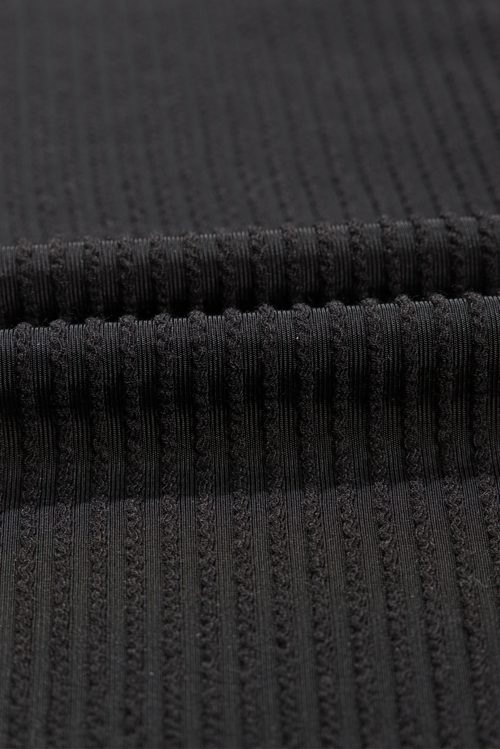 Black Textured V-Neck Dropped Shoulder Plus T-Shirt