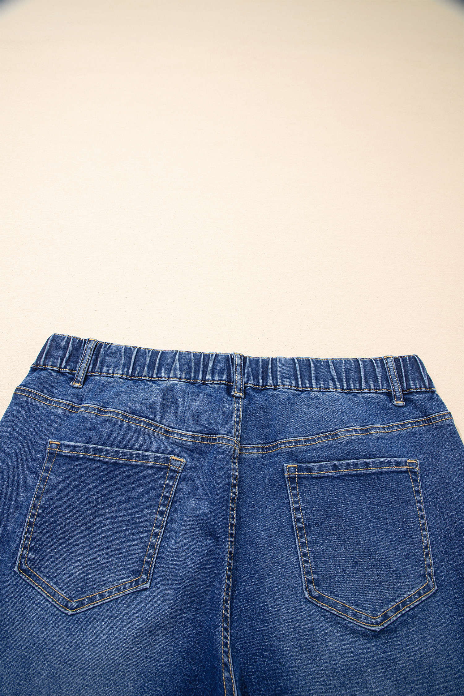 Plus Size Dark Blue Acid Wash Contrast Lace-up  Jeans