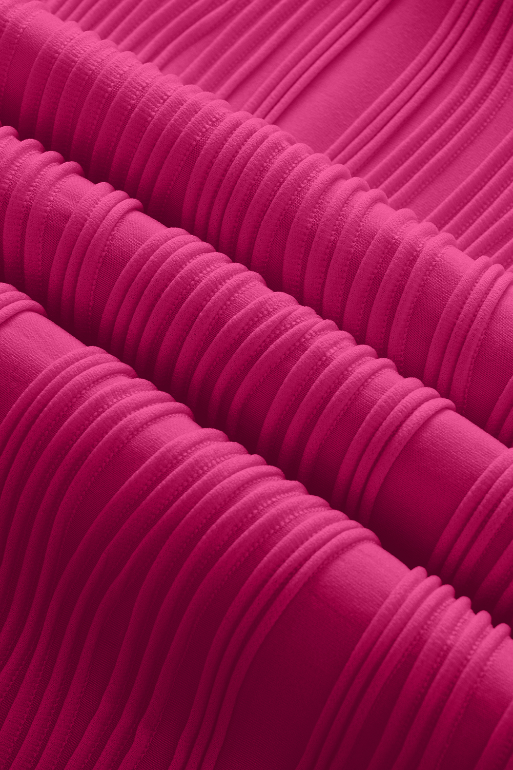 Plus Size Rose Red Solid Color Wavy Textured  Tee