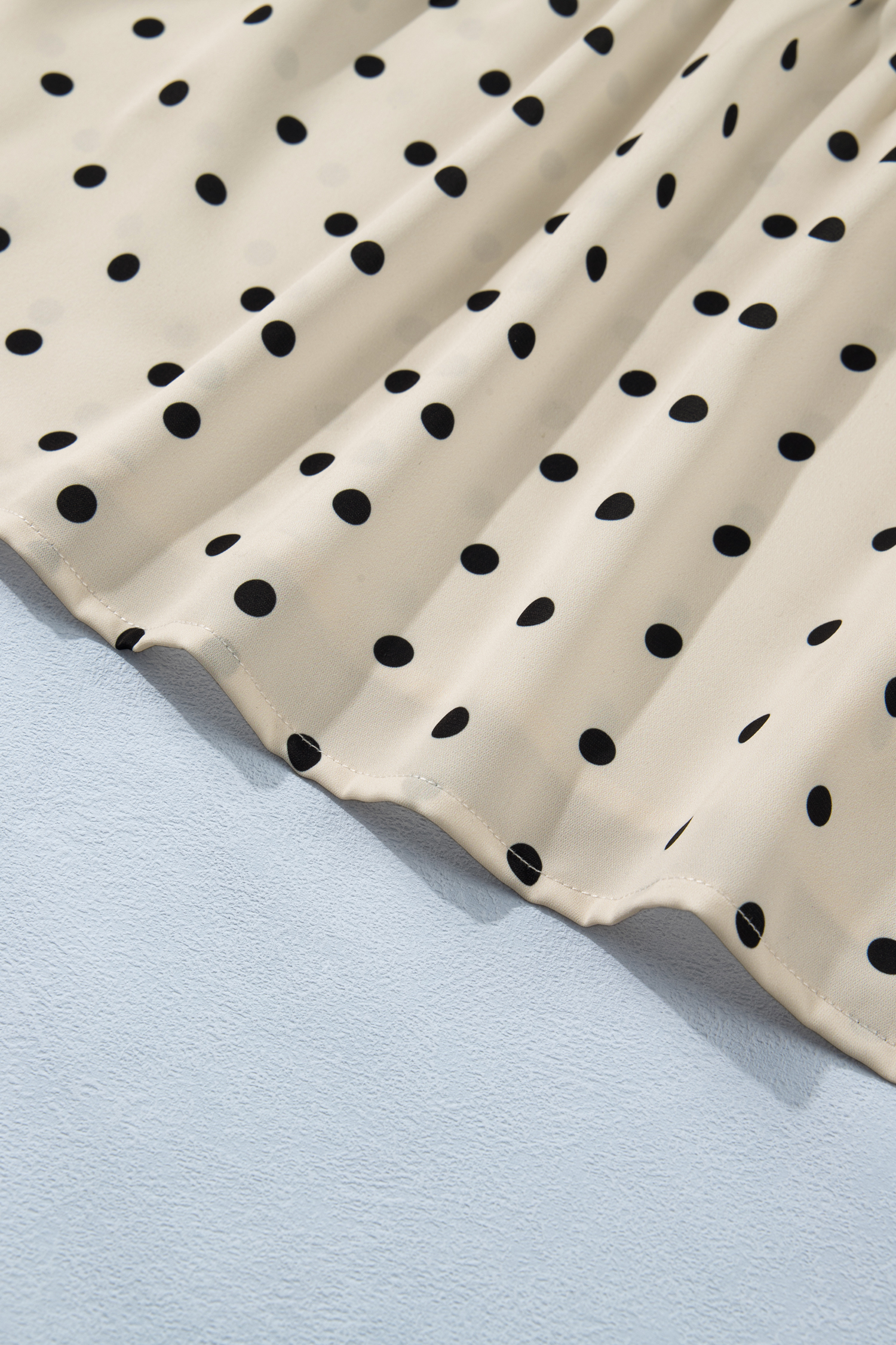 Plus Size Apricot  Polka Dot Print Button Detail Short Sleeve Babydoll Blouse