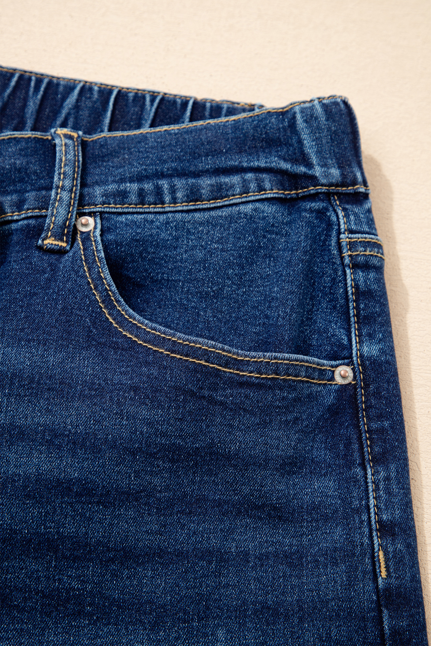 Plus Size Blue Acid Wash Contrast Lace-up  Jeans