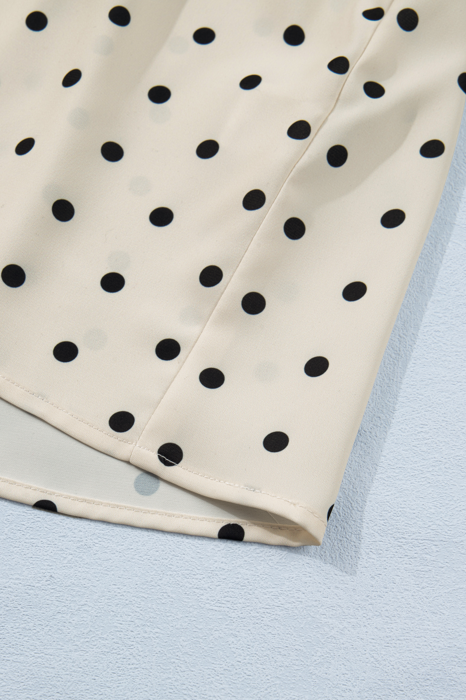 Plus Size Apricot  Polka Dot Print Button Detail Short Sleeve Babydoll Blouse