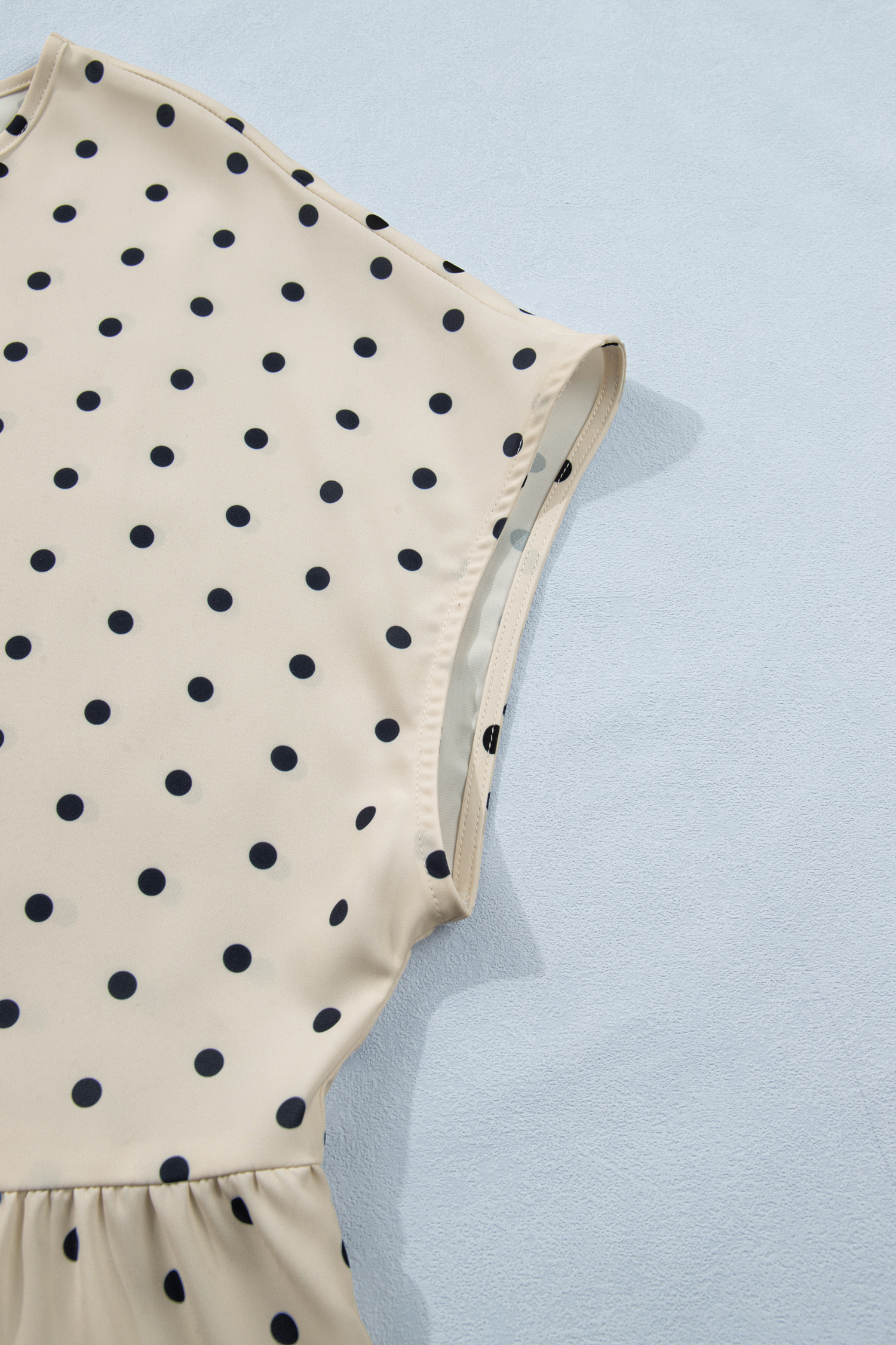 Plus Size Apricot  Polka Dot Print Button Detail Short Sleeve Babydoll Blouse