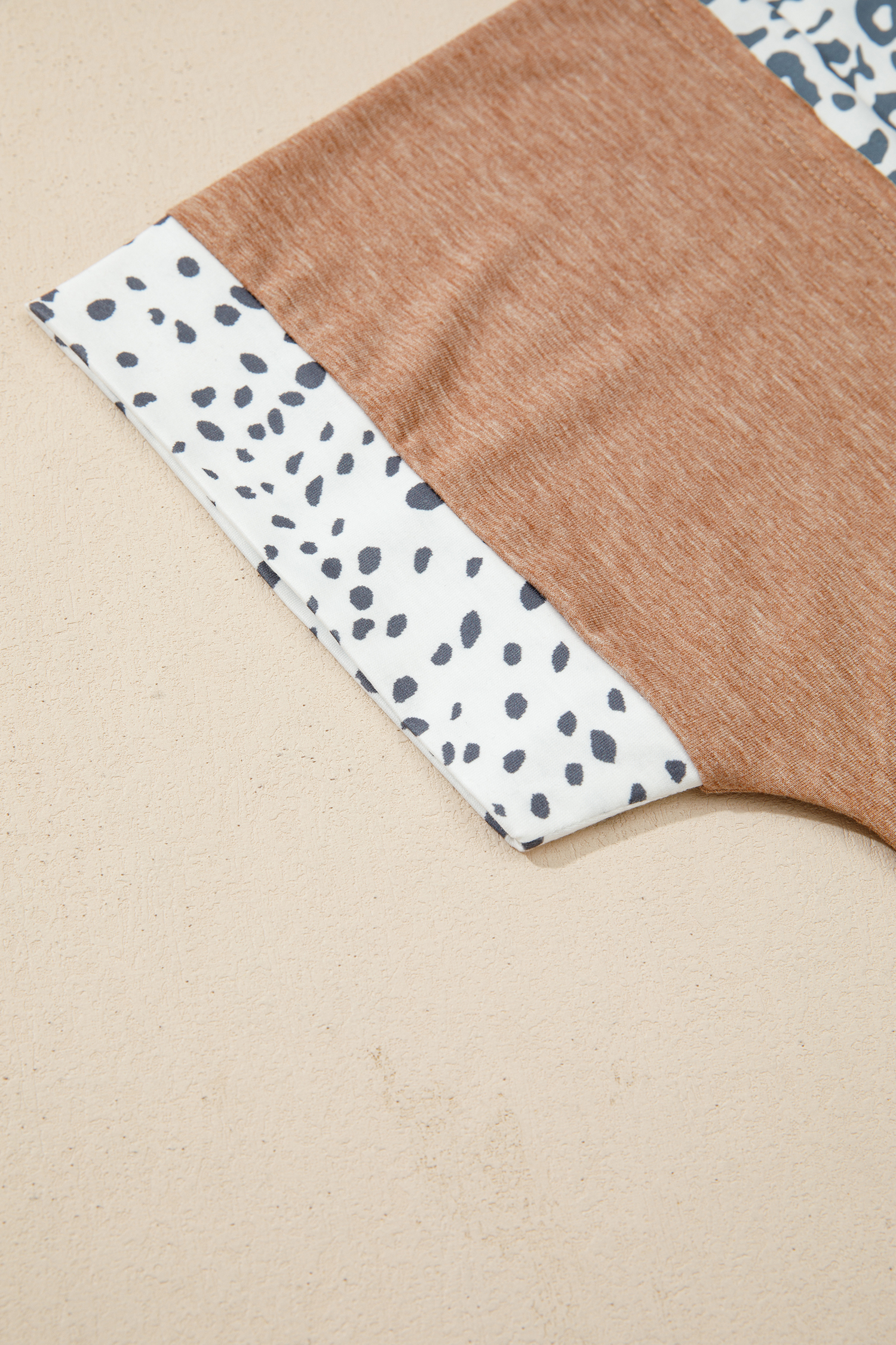 Plus Size Chestnut Animal Color Block Patchwork  Tee