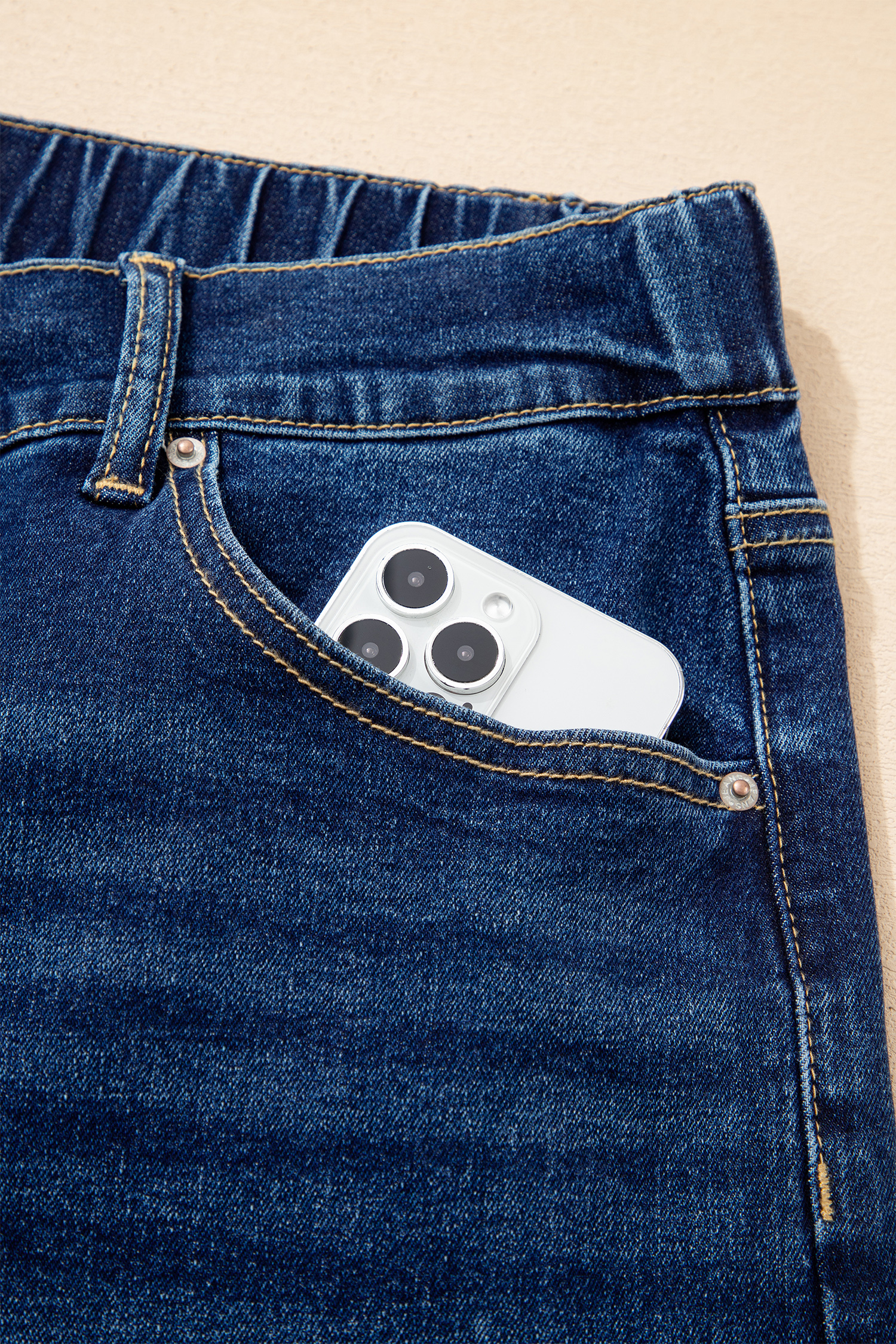 Plus Size Blue Acid Wash Contrast Lace-up  Jeans