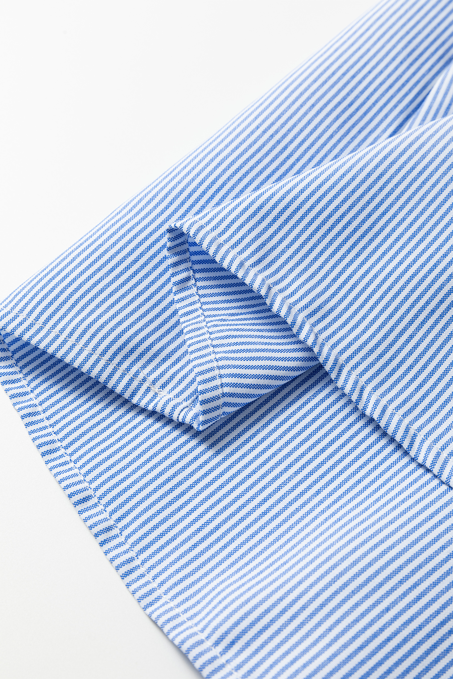 Plus Size Sky Blue Stripe Shirred Detail Collar V Neck  Midi Dress