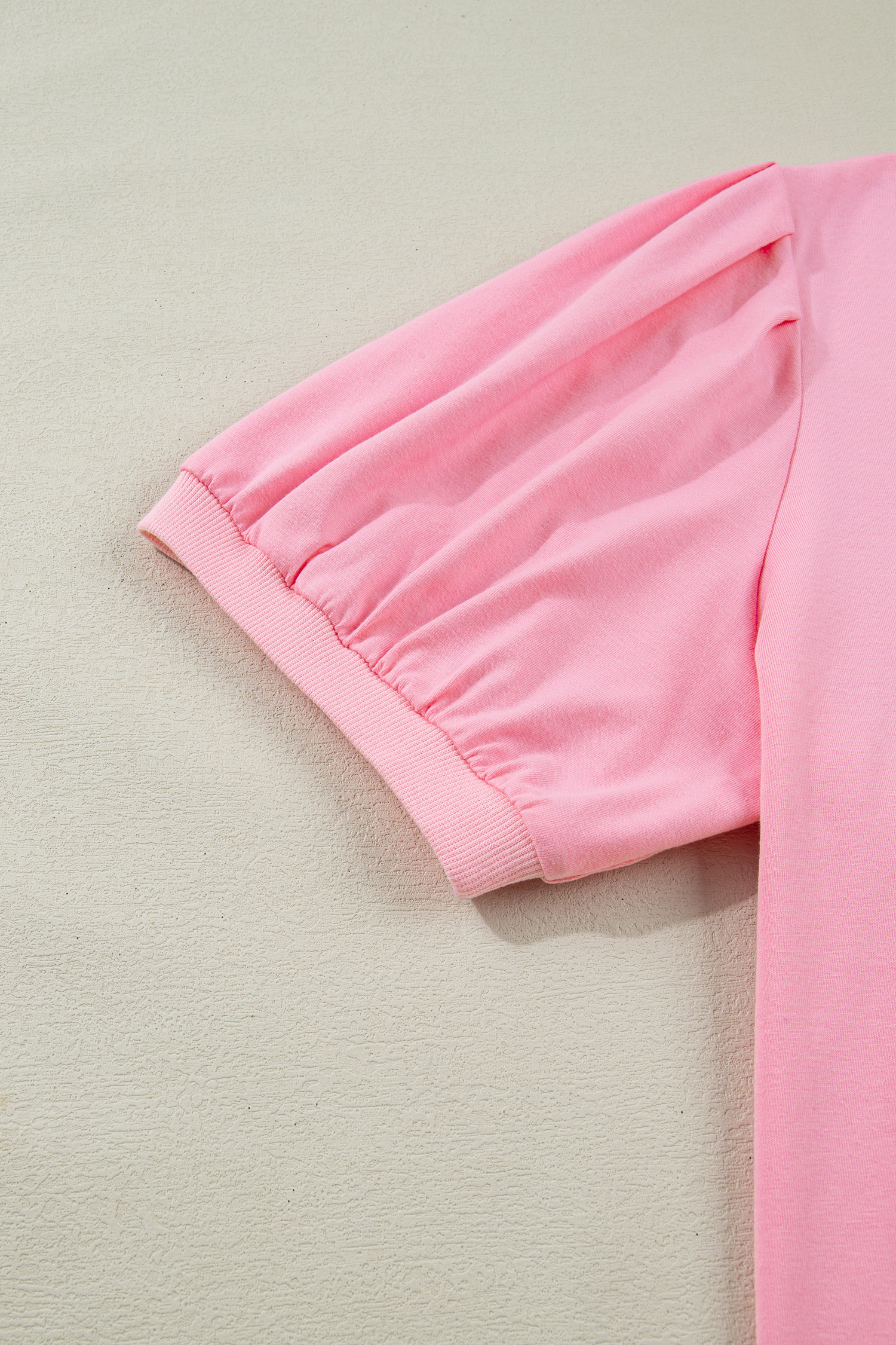 Plus Size Bonbon V Neck Pleated Short Puff Sleeve  Blouse